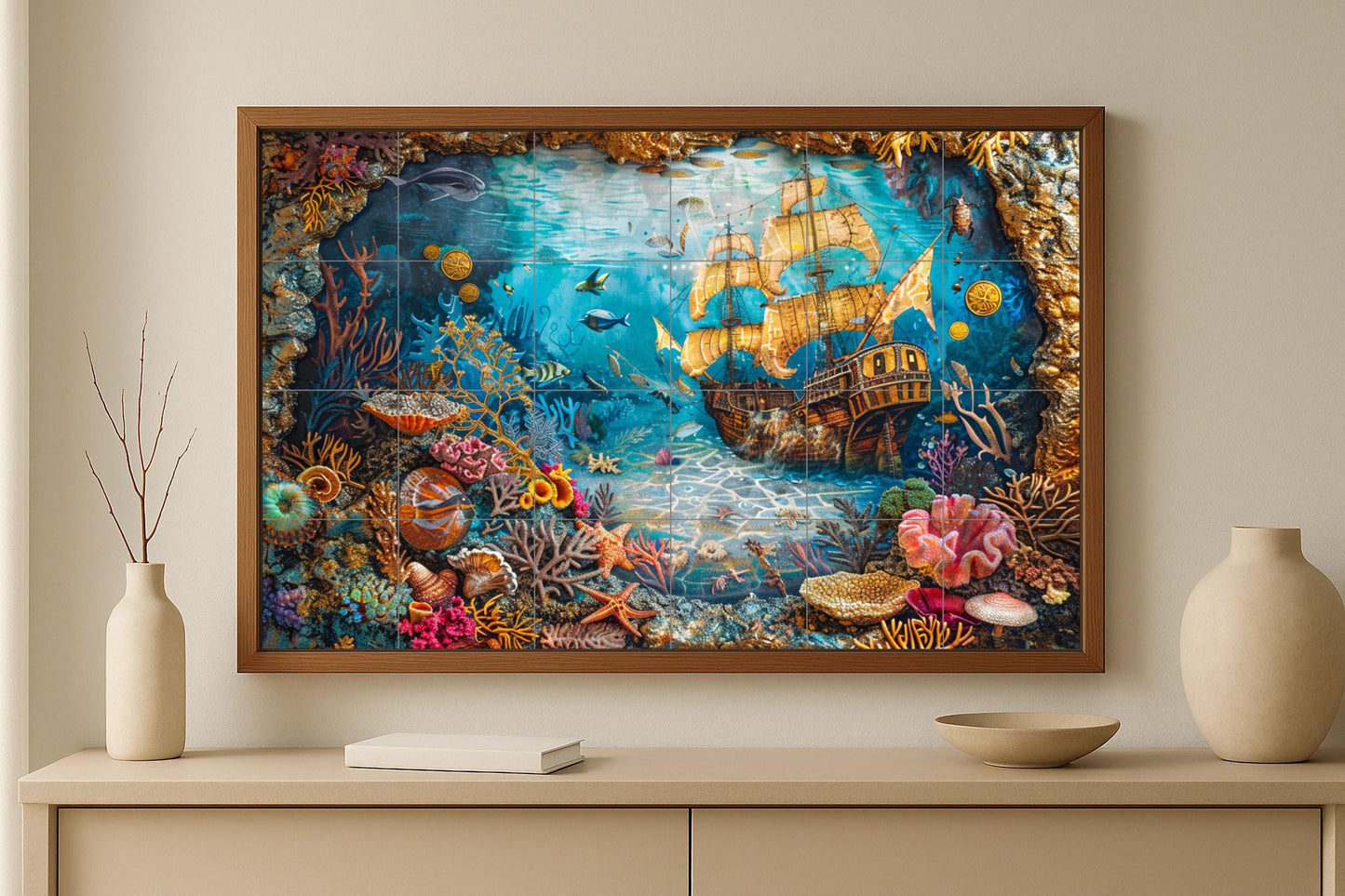 Boat hundido · Ceramic Wall Mural — Maritime Tile Art