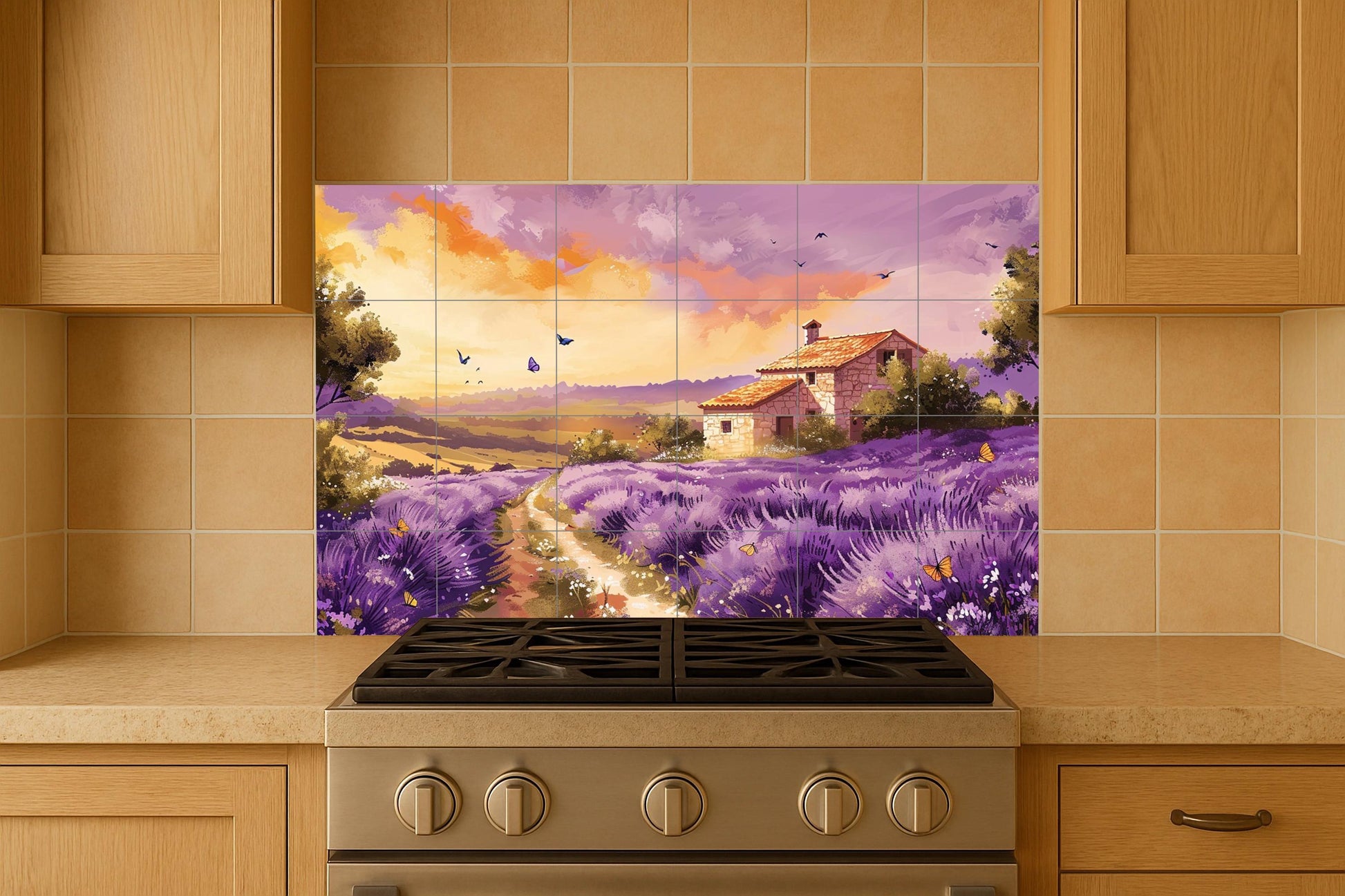 "Sunset Lavender — Garden & Scenery Décor · Ceramic Tile Mural