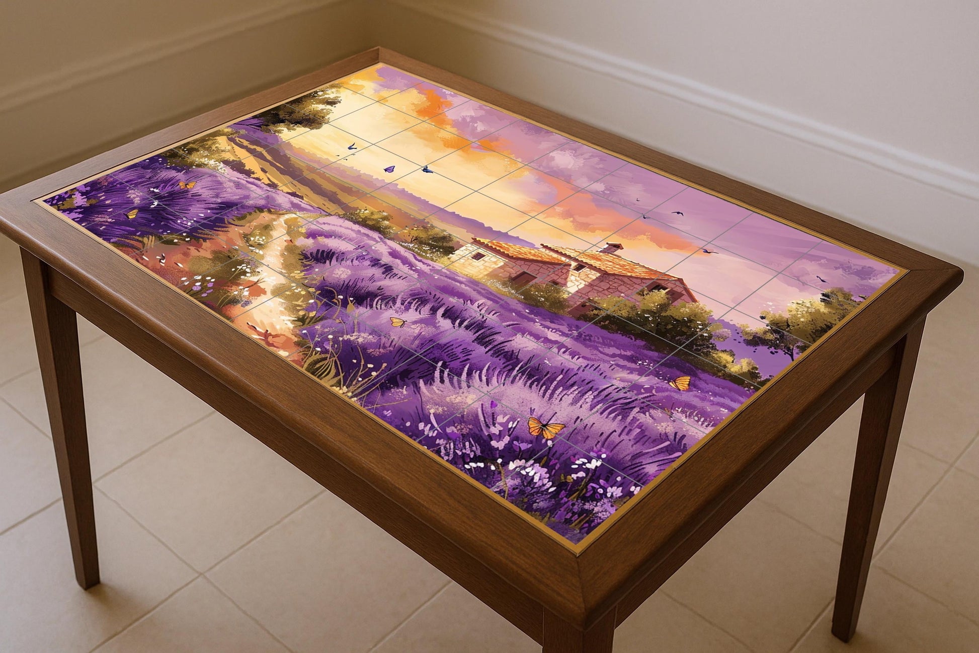"Sunset Lavender — Garden & Scenery Décor · Ceramic Tile Mural