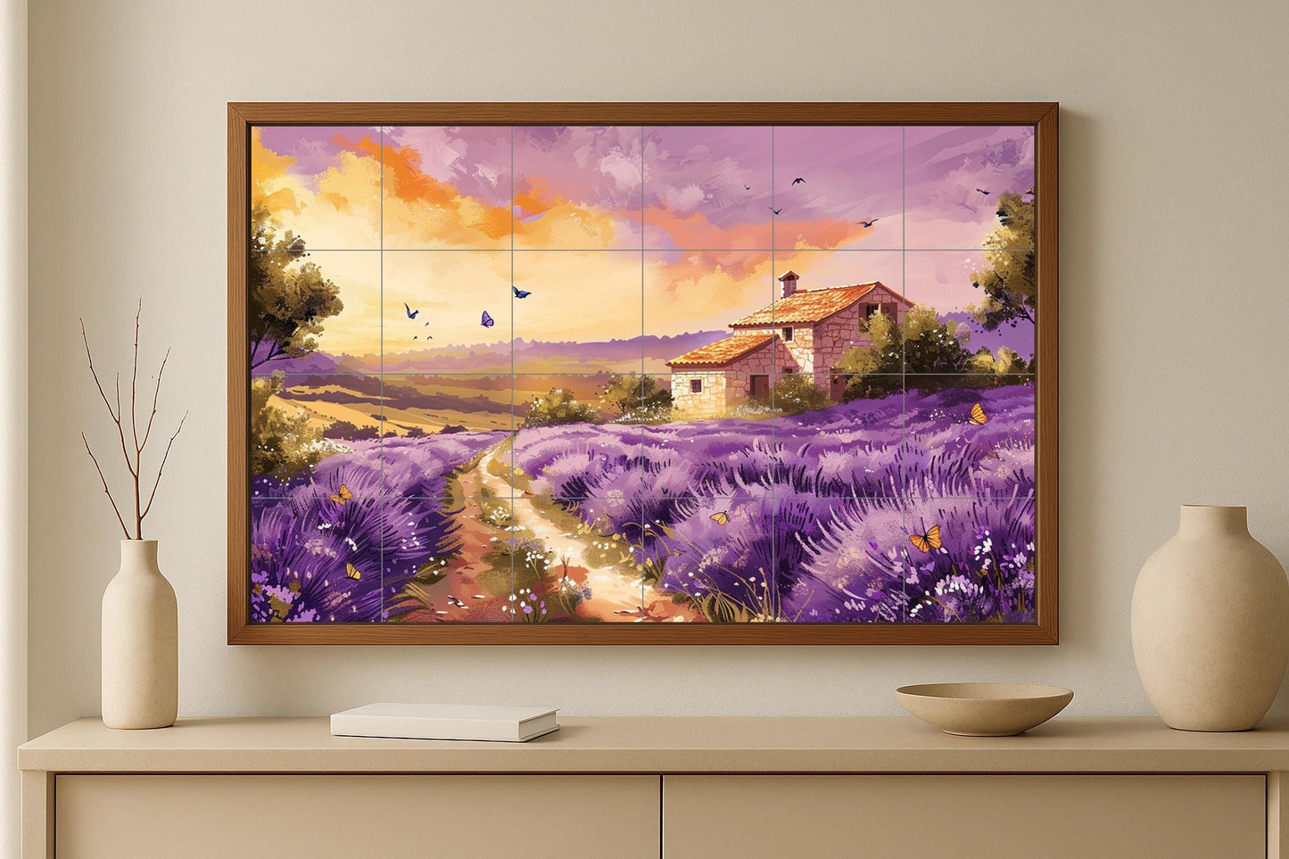 "Sunset Lavender — Garden & Scenery Décor · Ceramic Tile Mural