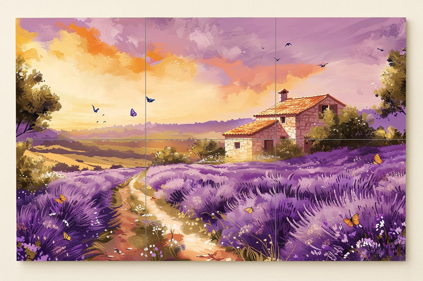"Sunset Lavender — Garden & Scenery Décor · Ceramic Tile Mural