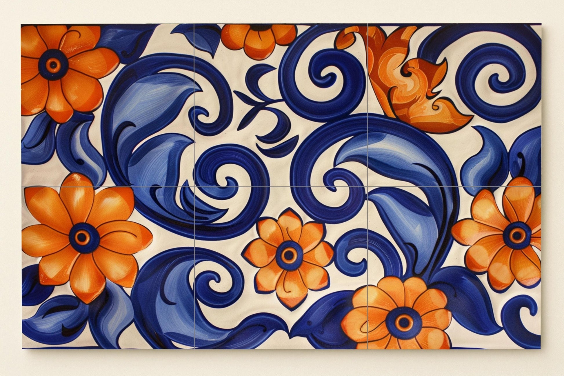 Floral Méditerranéen — Paysage Botanique, Art Mural en Céramique