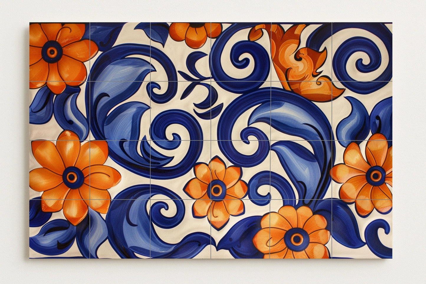 Floral Méditerranéen — Paysage Botanique, Art Mural en Céramique