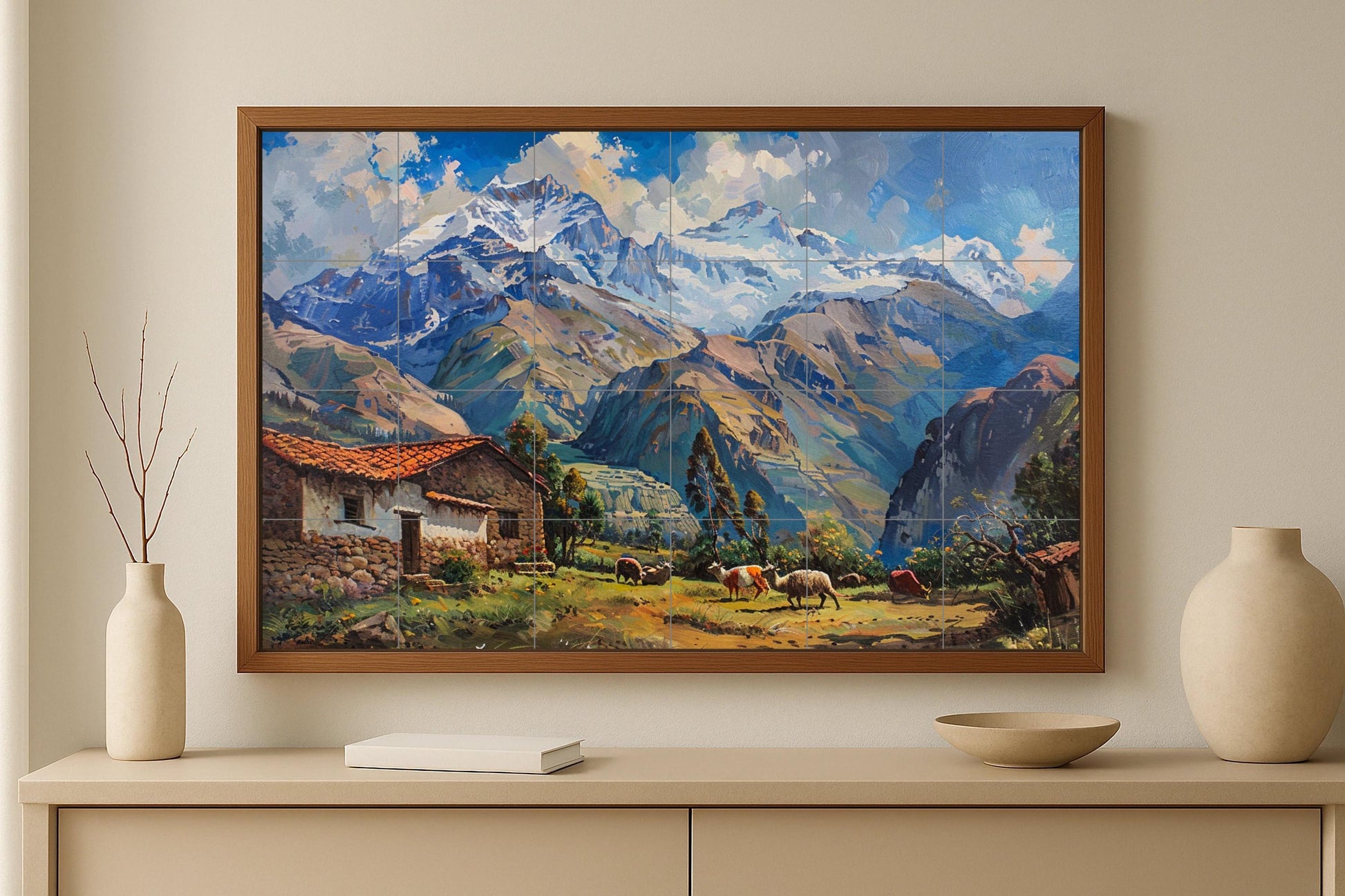 Ceramic Tile Mural: Valley andino — Rustic Farmhouse Art