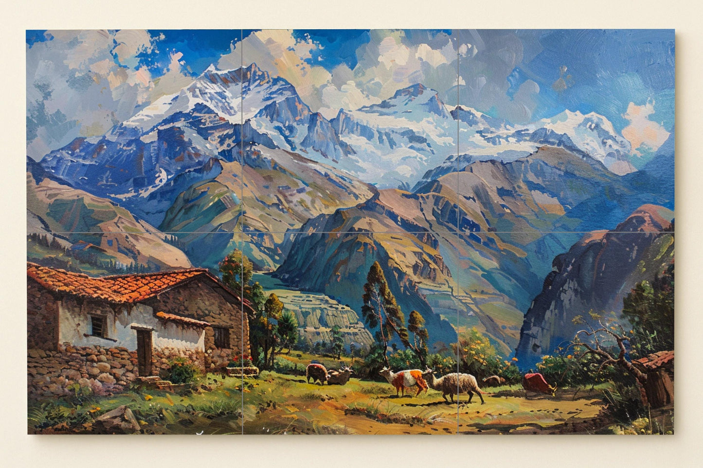 Ceramic Tile Mural: Valley andino — Rustic Farmhouse Art