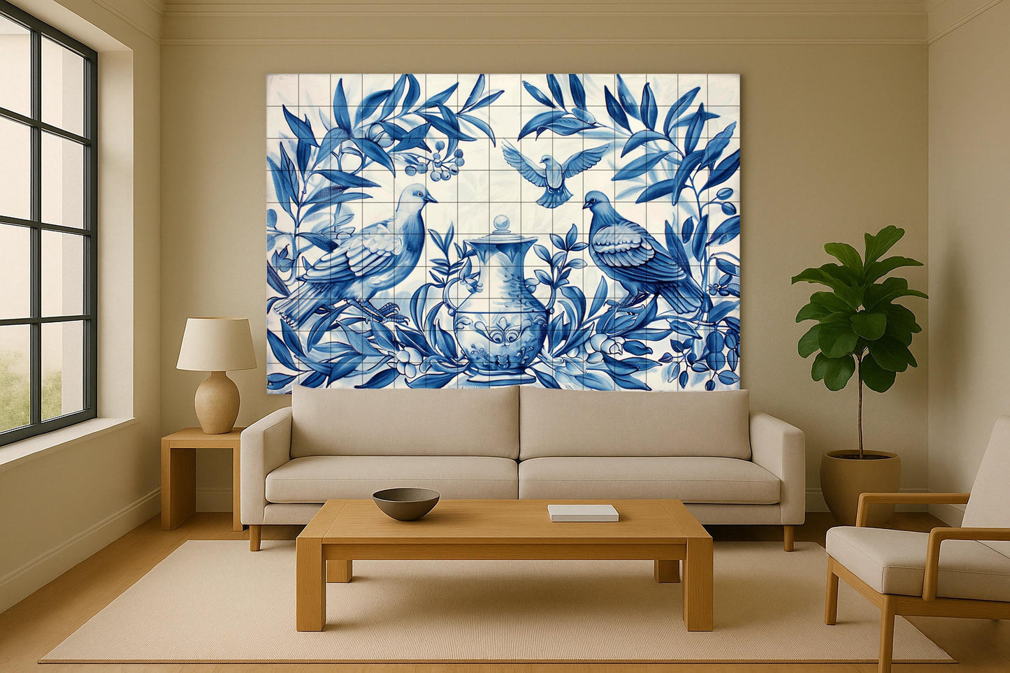 Fliesenbild Taube Blau — Natur-Wandkunst