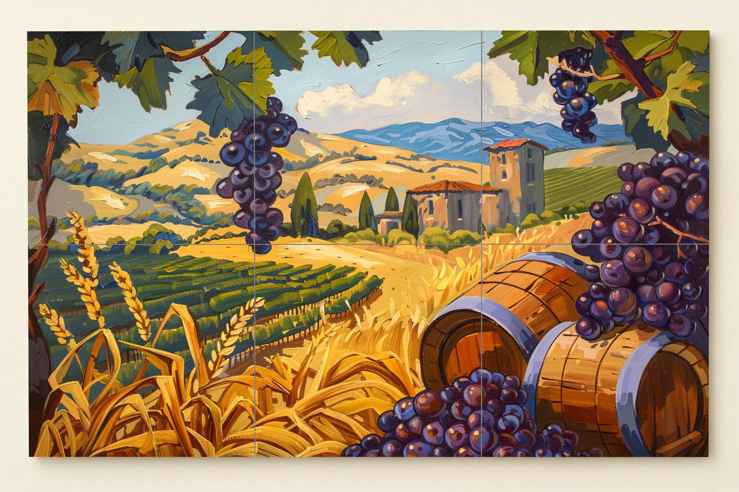 Region vinícola — Rustic Farmhouse Art · Tile Wall Art