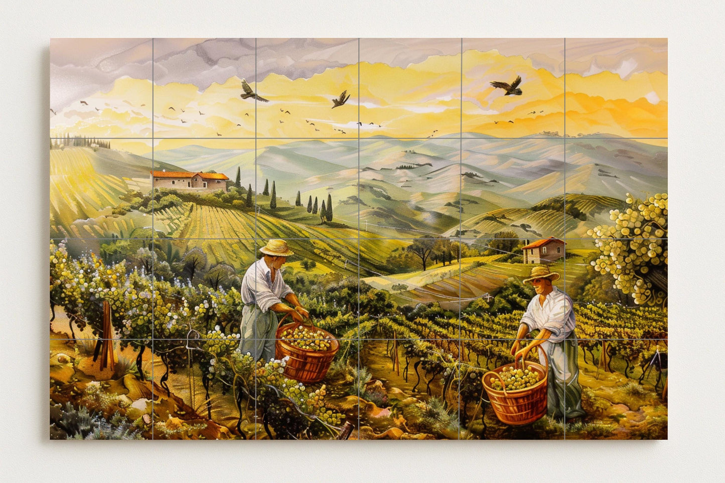 Ceramic Tile Mural: Vineyard — Kitchen & Country Scene