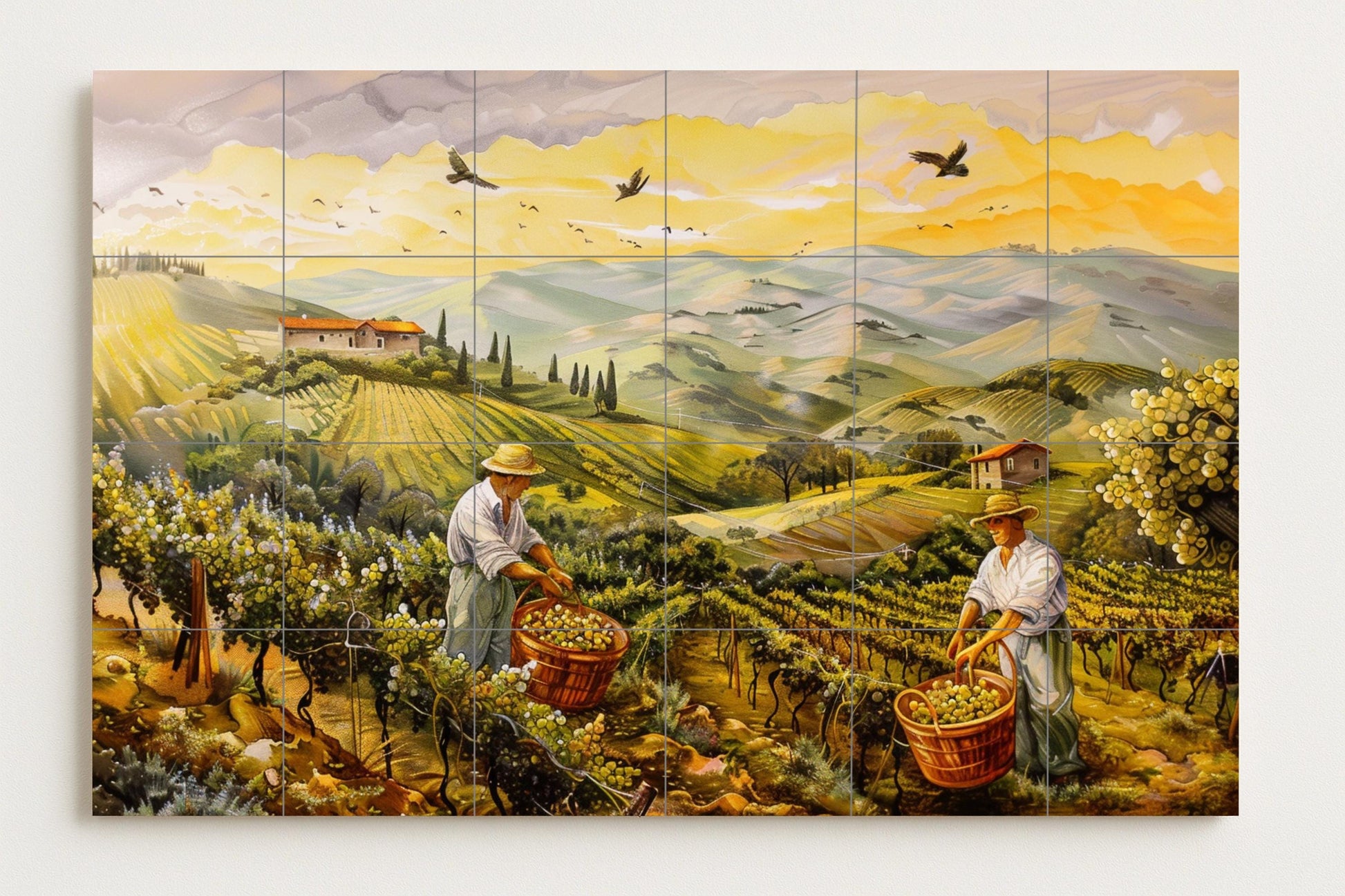 Ceramic Tile Mural: Vineyard — Kitchen & Country Scene