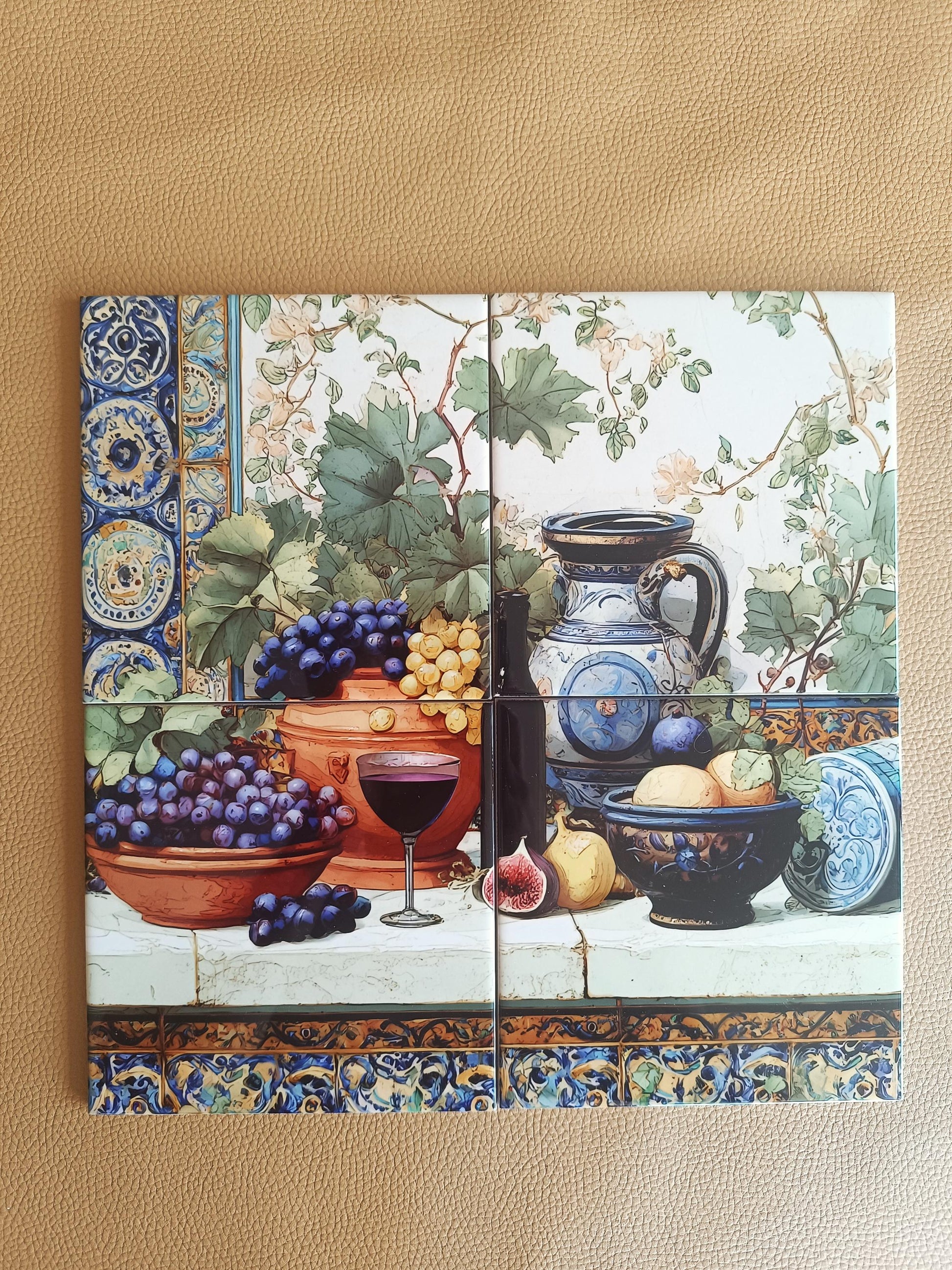Vineyard Mediterranean · Ceramic Wall Mural — Kitchen & Country Scene