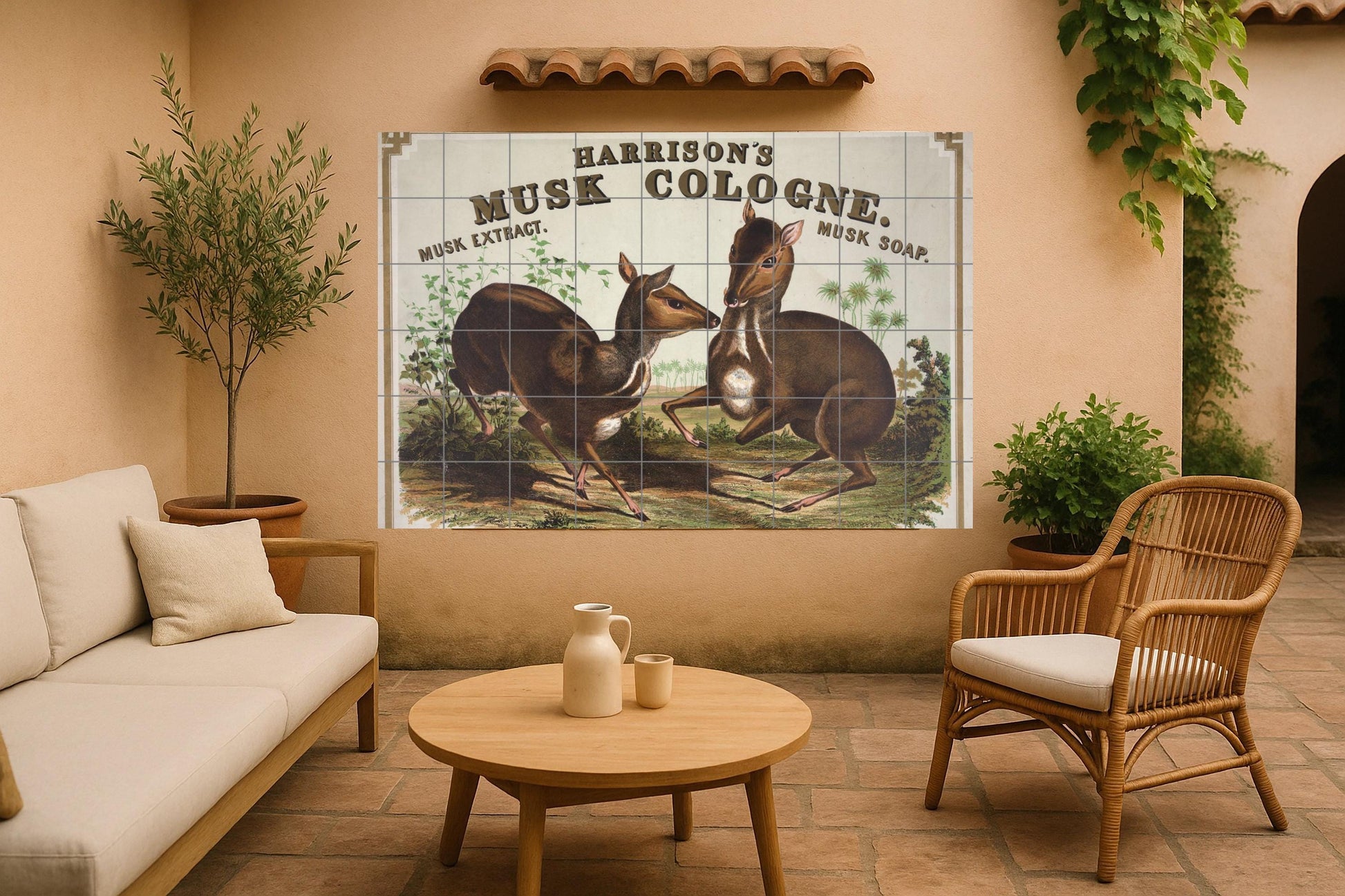 Cologne de almizcle Vintage · Fresque Céramique — Décor Mural Faune