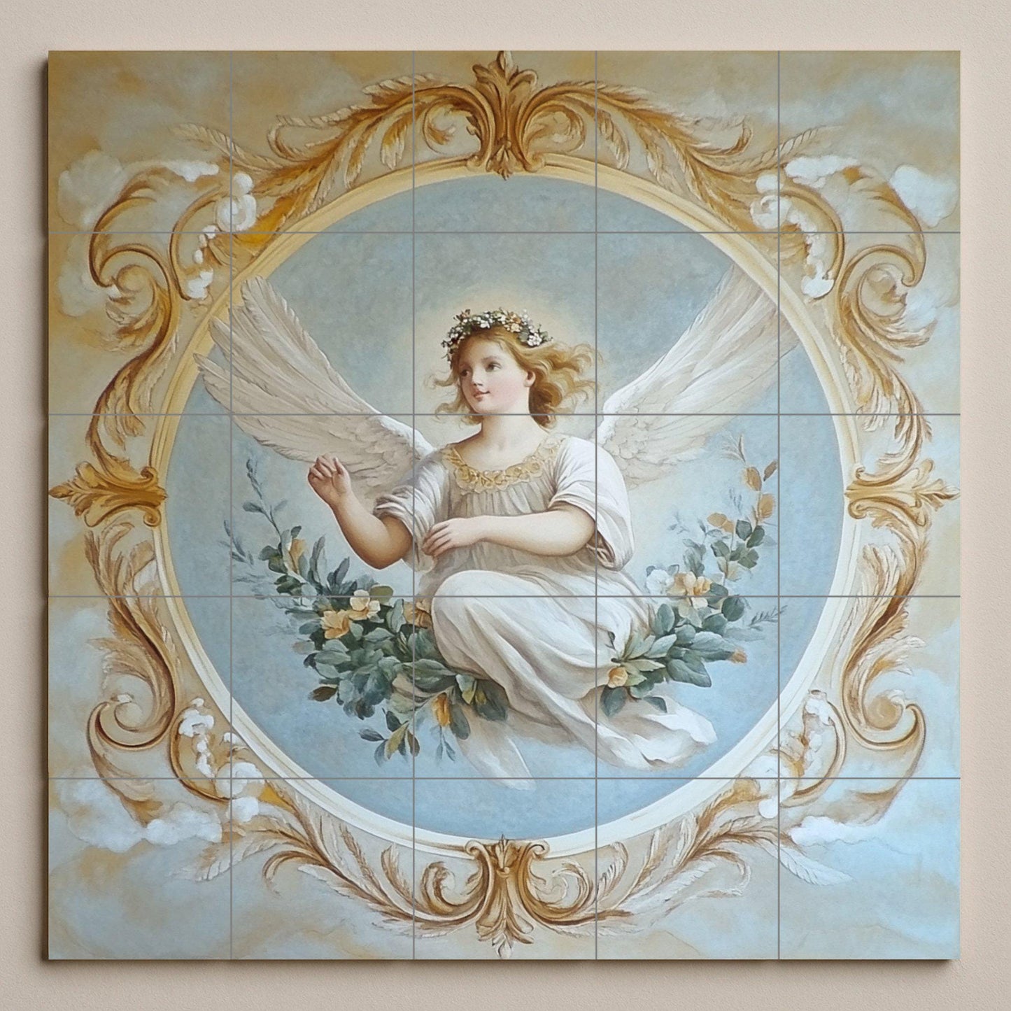 Murale in Piastrelle Angelo renacentista — Scena Mitologica