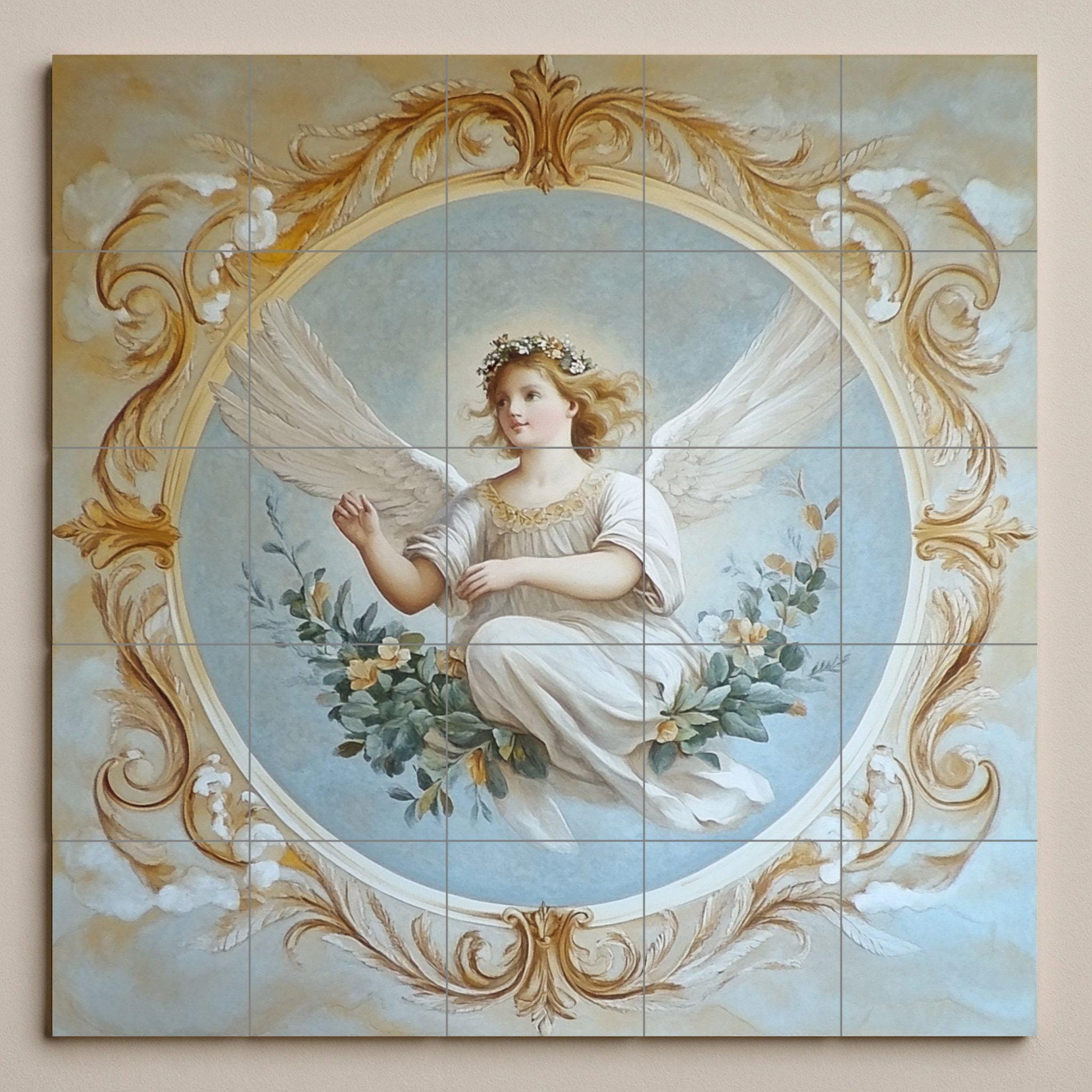 Murale in Piastrelle Angelo renacentista — Scena Mitologica