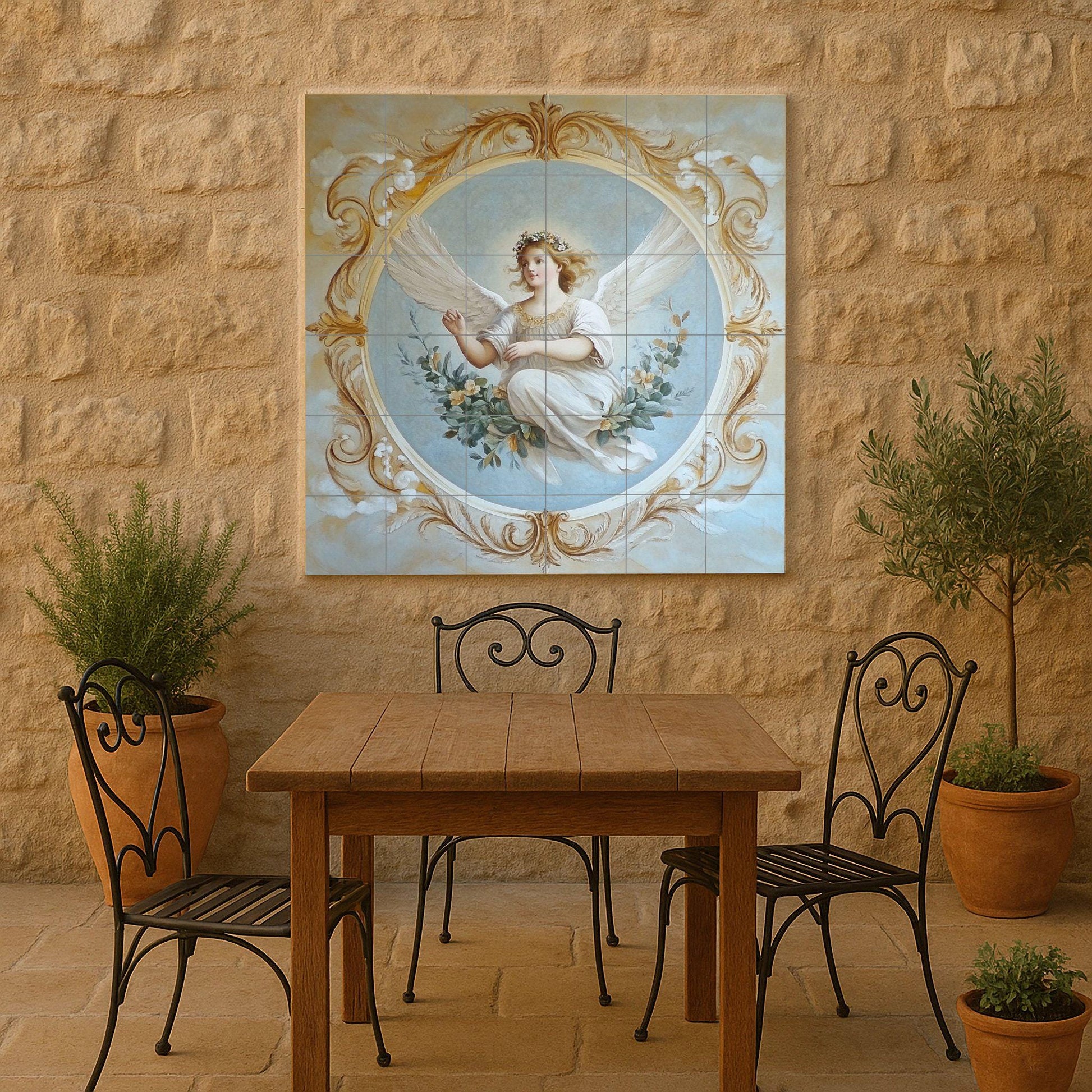 Murale in Piastrelle Angelo renacentista — Scena Mitologica
