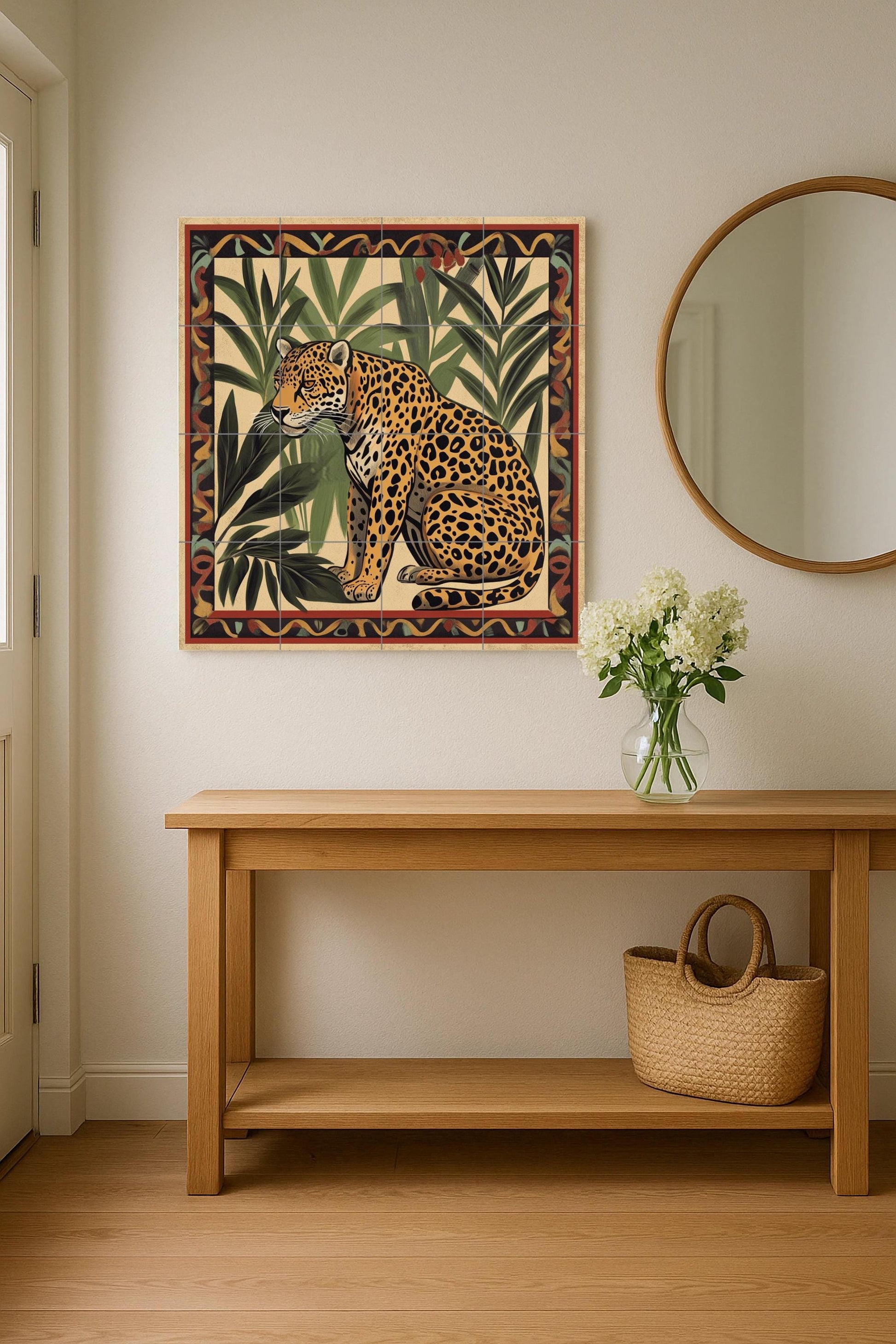 Un jaguar amazónico — Murale in Piastrelle di Ceramica · Murale a Motivi Decorativi