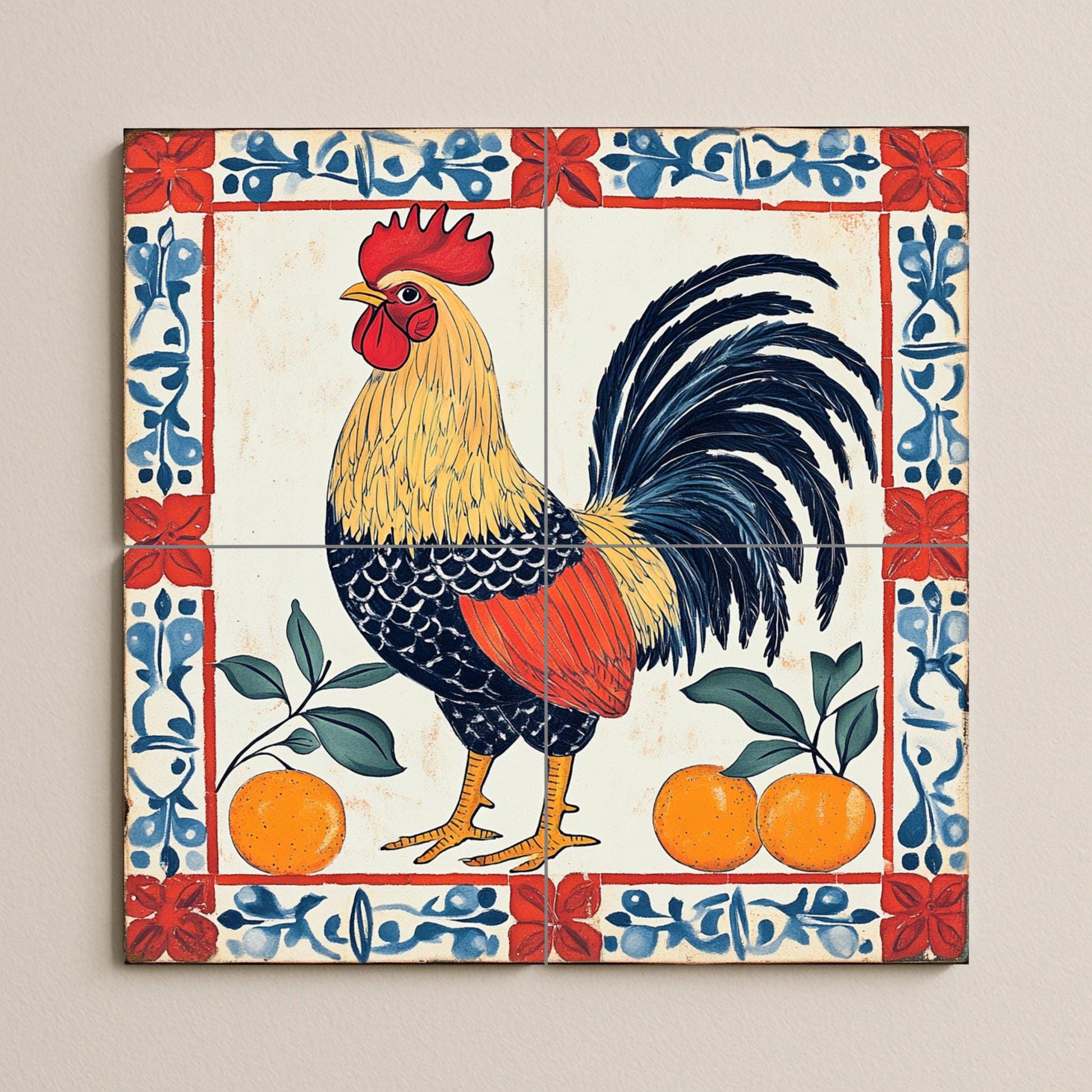Hahn Portugiesisch — Fliesen-Wandbild aus Keramik · Botanische Landschaft