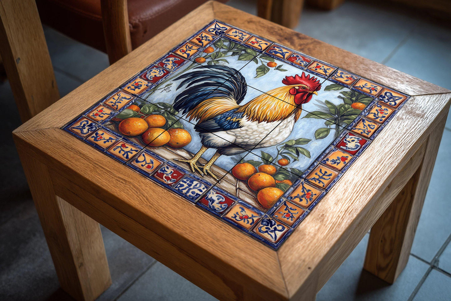 Gallo Mediterraneo · Murale Ceramico — Cucina di Campagna