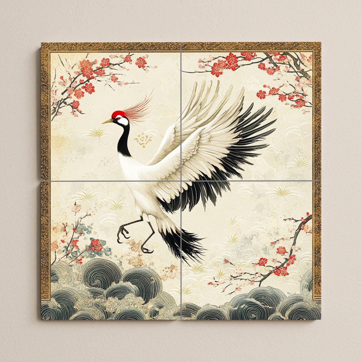 Fresque en Carrelage Grulla japonesa — Art Mural Nature