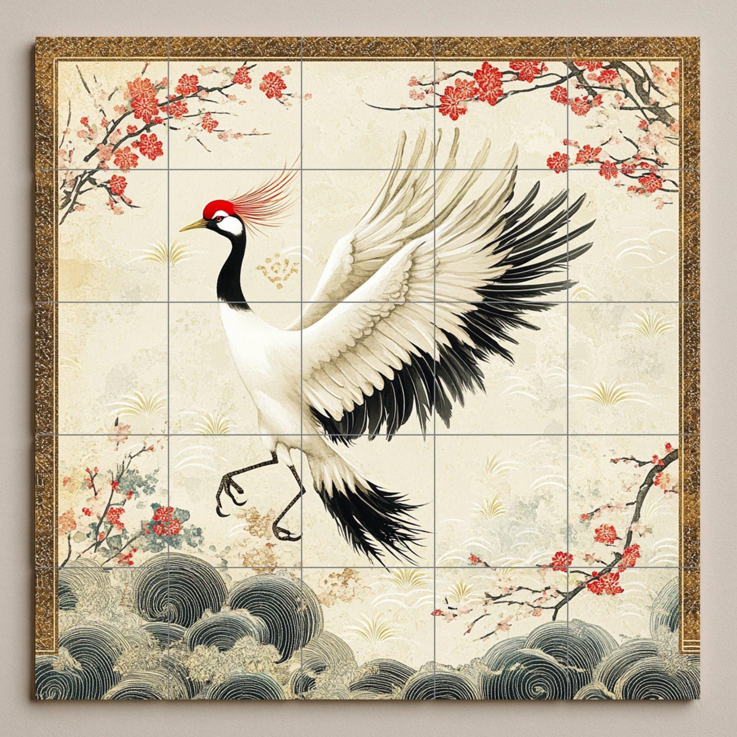Fresque en Carrelage Grulla japonesa — Art Mural Nature