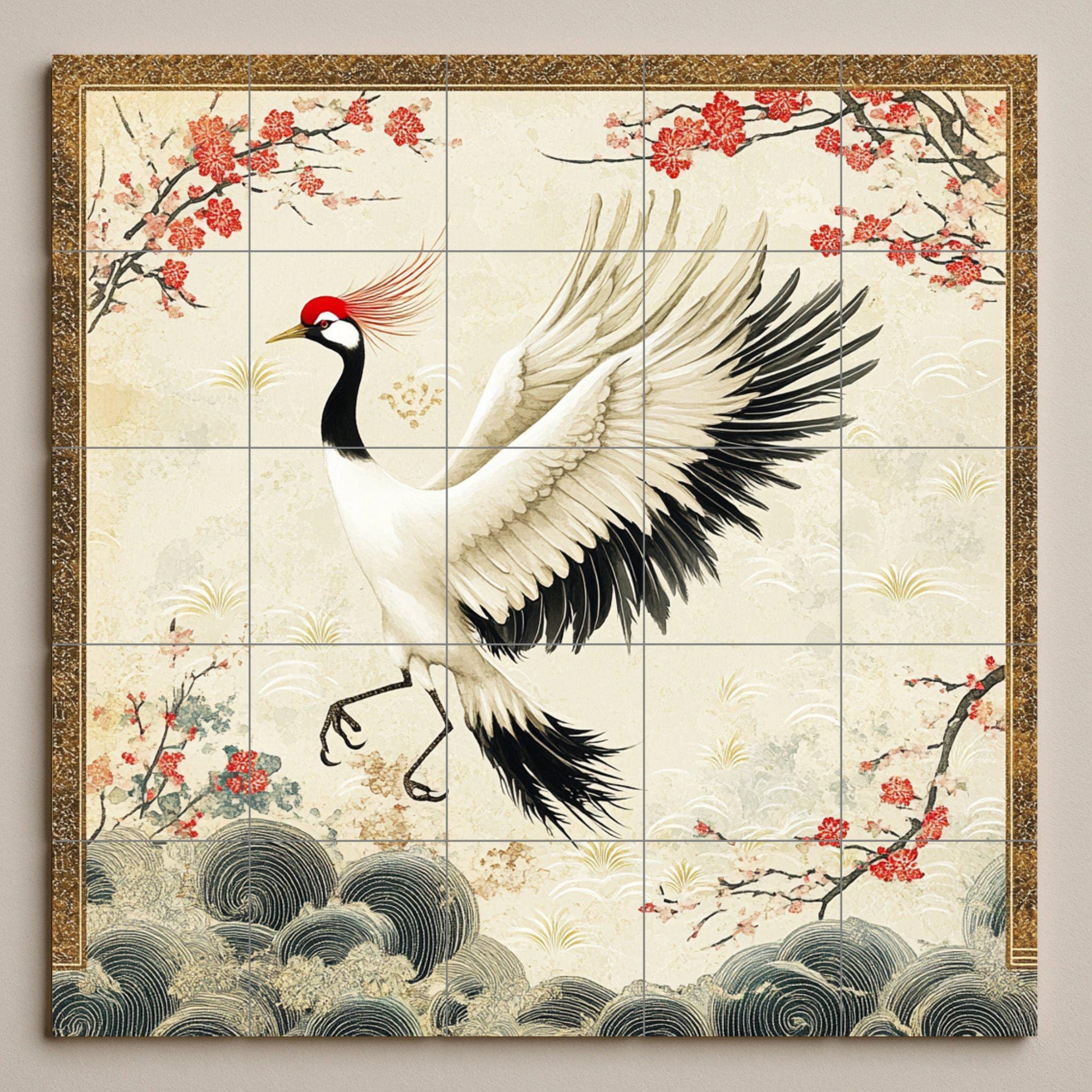 Fresque en Carrelage Grulla japonesa — Art Mural Nature