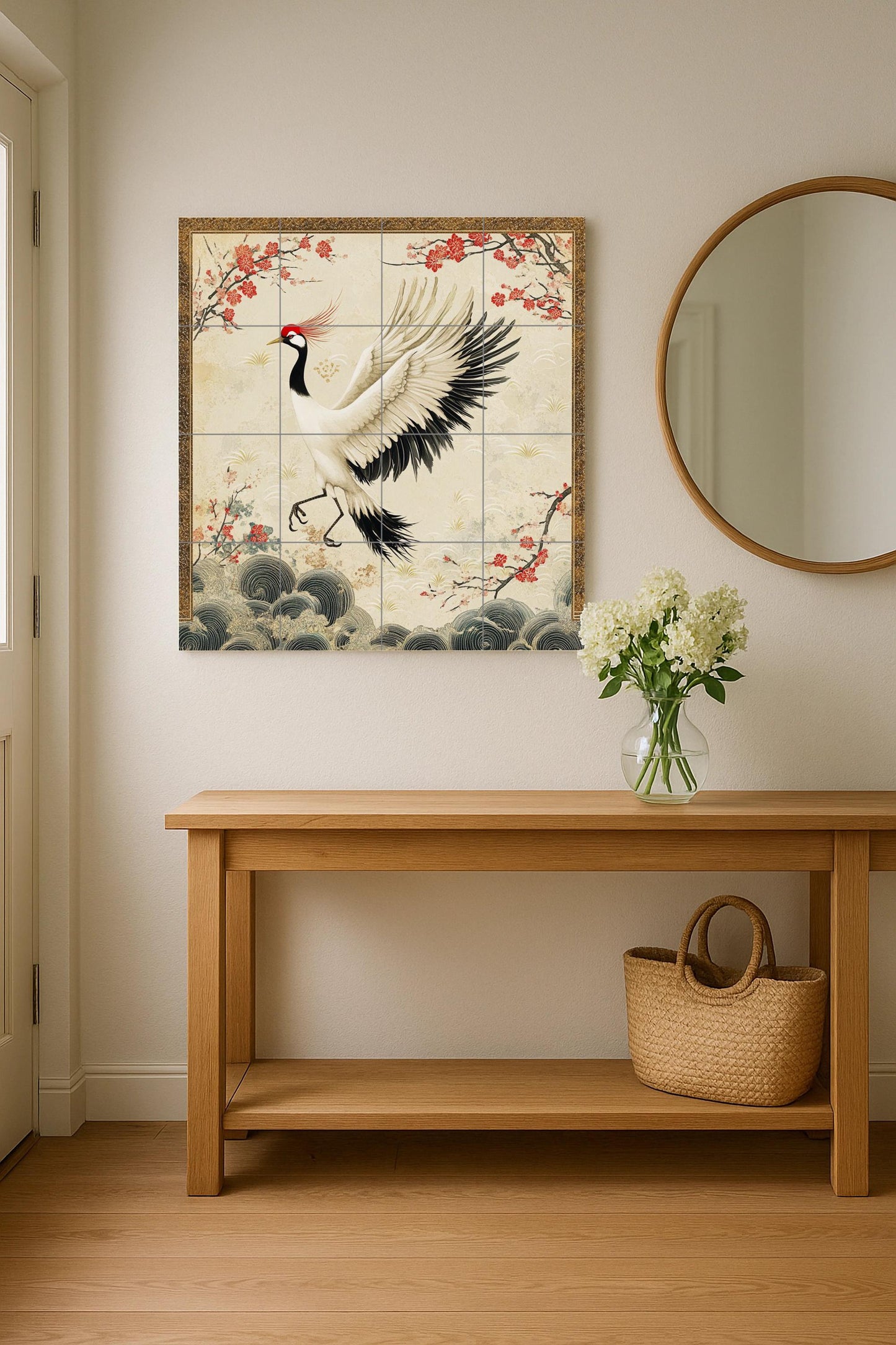 Fresque en Carrelage Grulla japonesa — Art Mural Nature