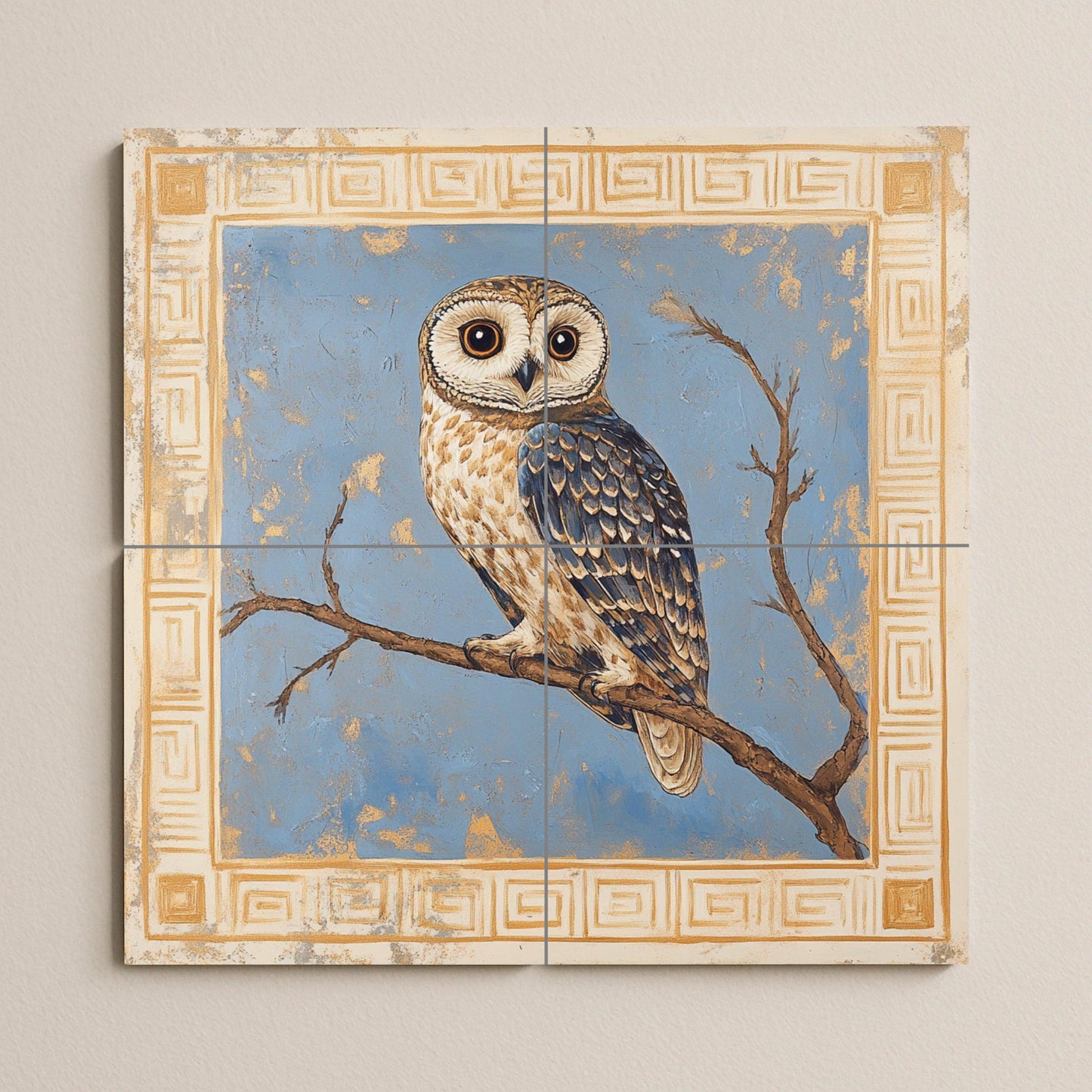 Eule ateniense · Keramik-Wandbild — Vogel- & Tier-Wandbild