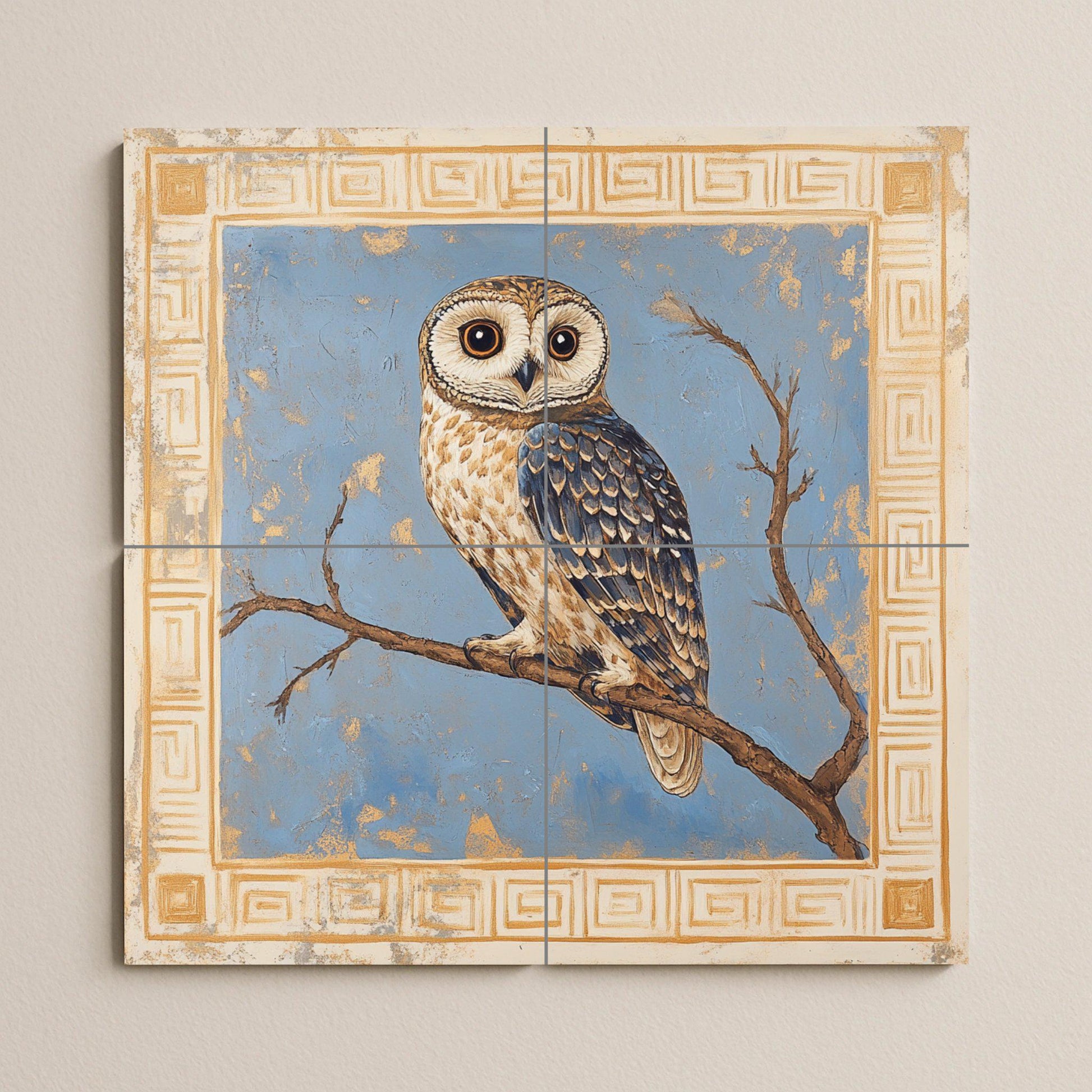 Eule ateniense · Keramik-Wandbild — Vogel- & Tier-Wandbild