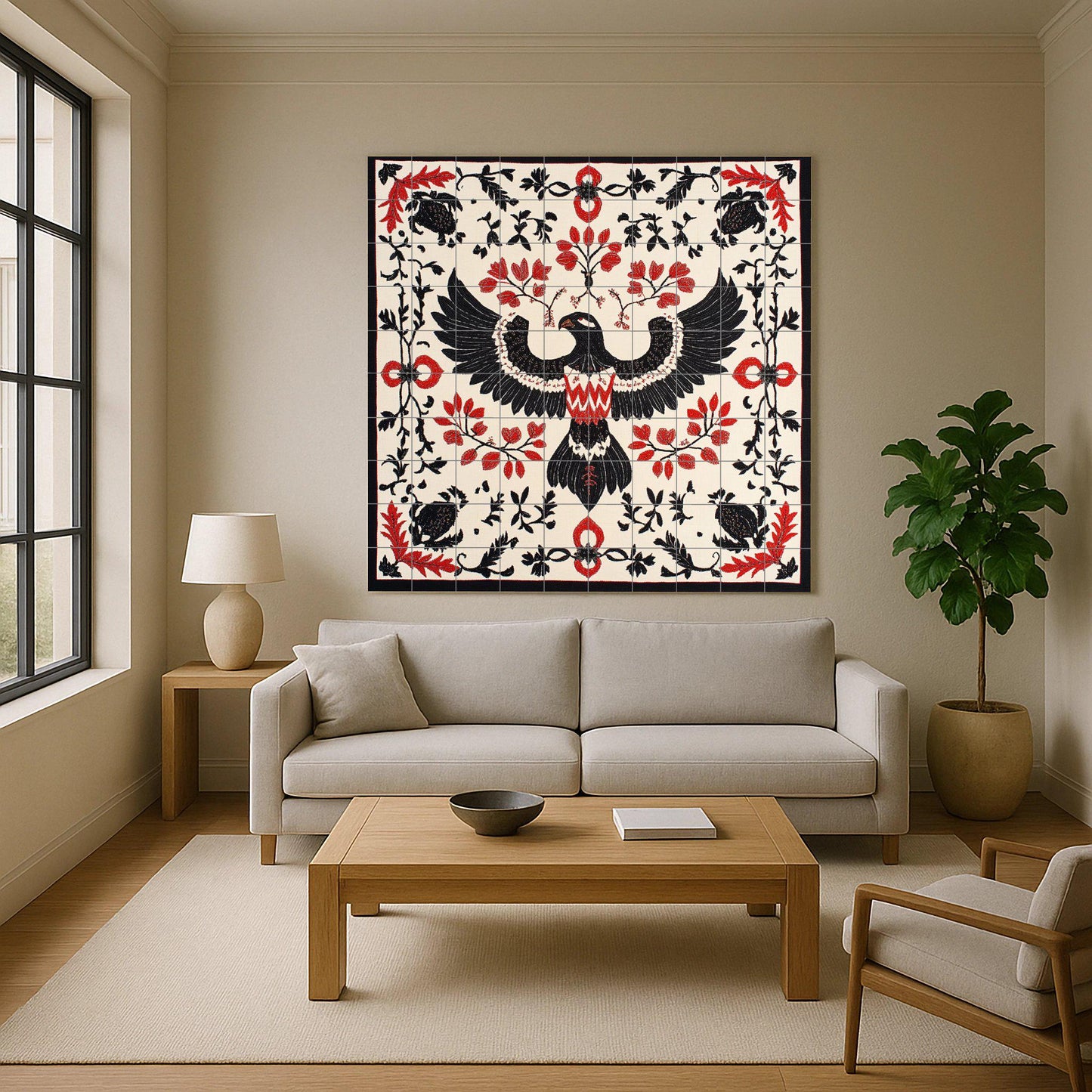 Cerámica persa Shiraz con un rico medallón floral y azulejos decorat · Fresque Céramique — Paysage Botanique