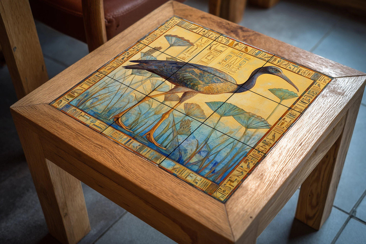Cerámica con ibis entre papiros · Ceramic Wall Mural — Mythology Wall Art