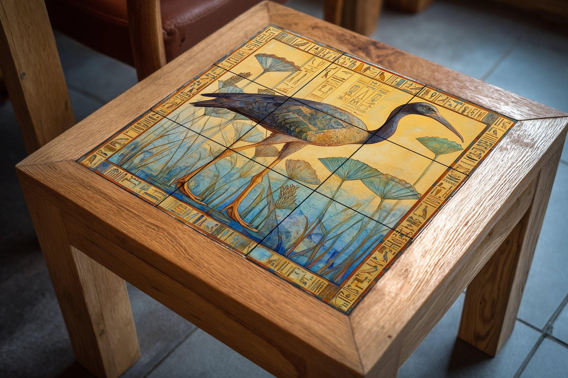 Cerámica con ibis entre papiros · Ceramic Wall Mural — Mythology Wall Art