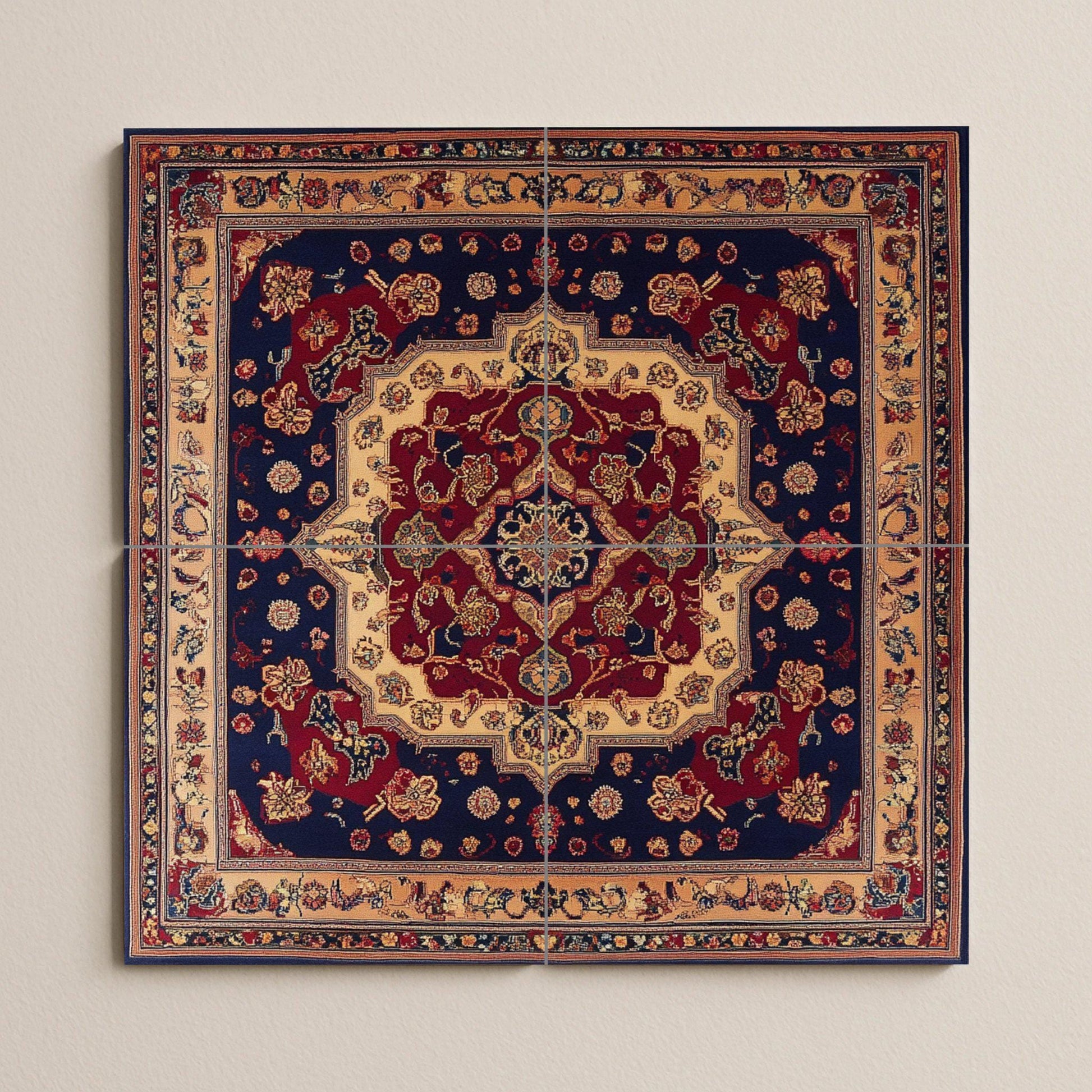 Cerámica persa Shiraz con un rico medallón floral y azulejos decorat — Paesaggio Botanico, Arte da Parete in Ceramica