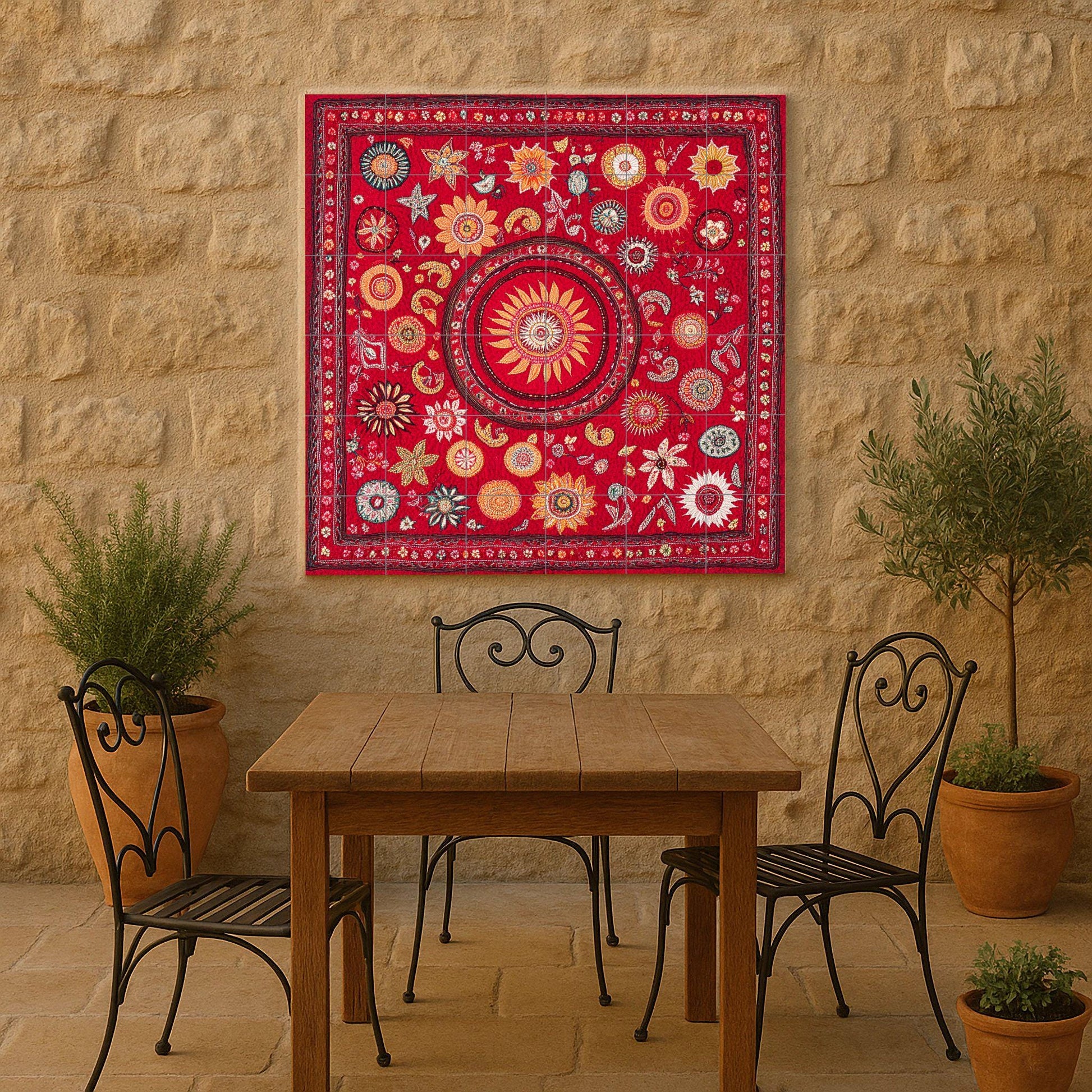 Cerámica · Ceramic Wall Mural — Flowers & Landscape Art