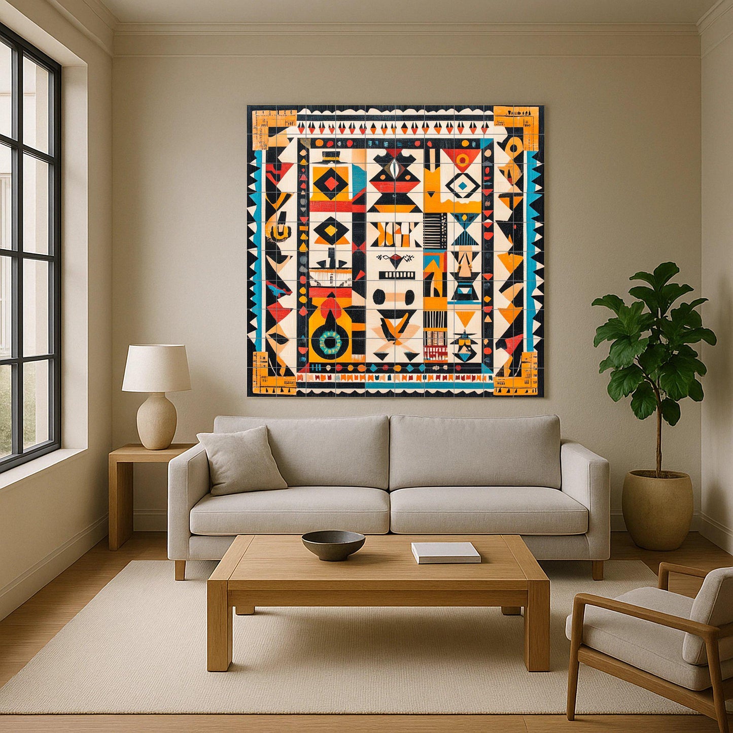 Ceramic Tile Mural: Indígena brasileño — Folk & Ornamental Art