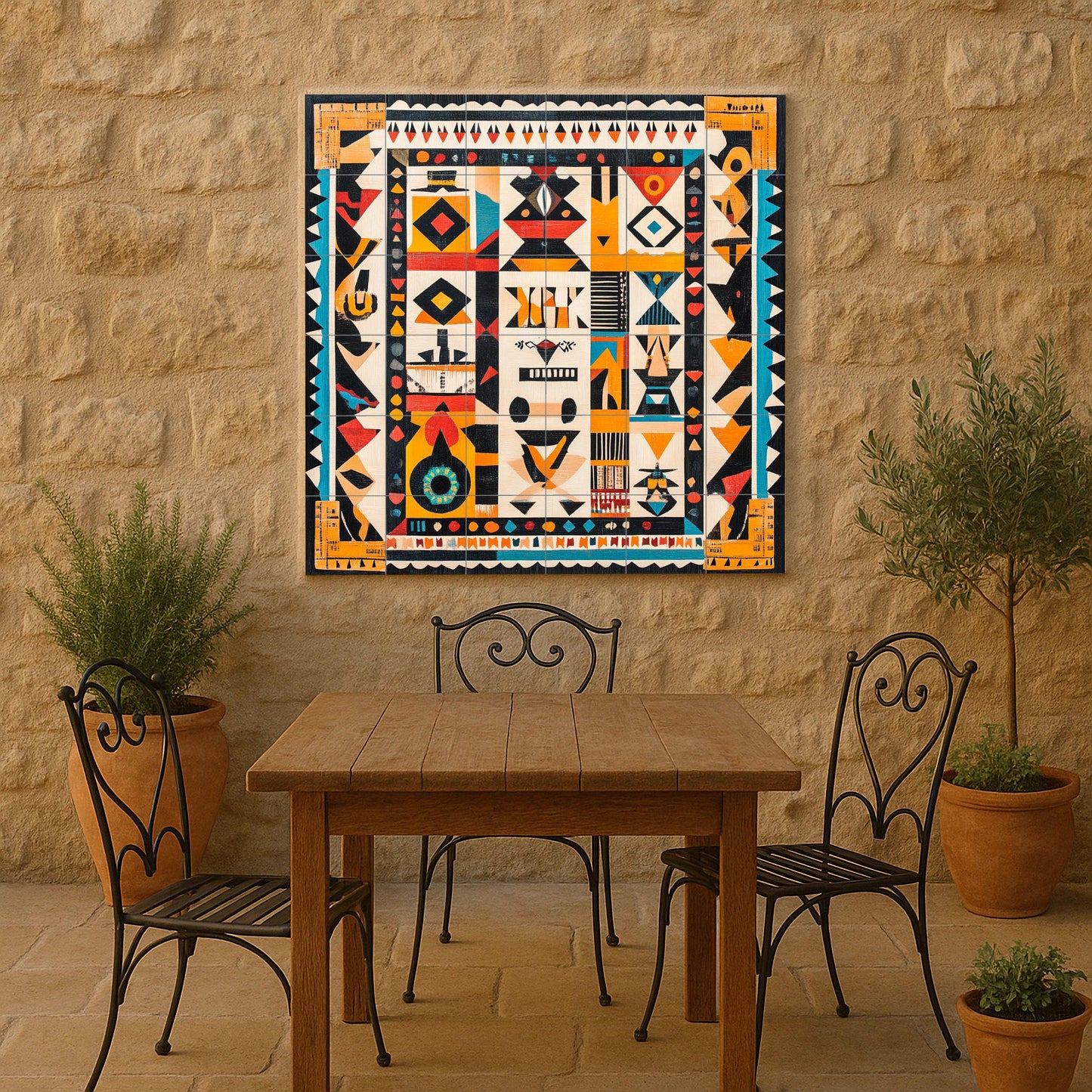 Ceramic Tile Mural: Indígena brasileño — Folk & Ornamental Art