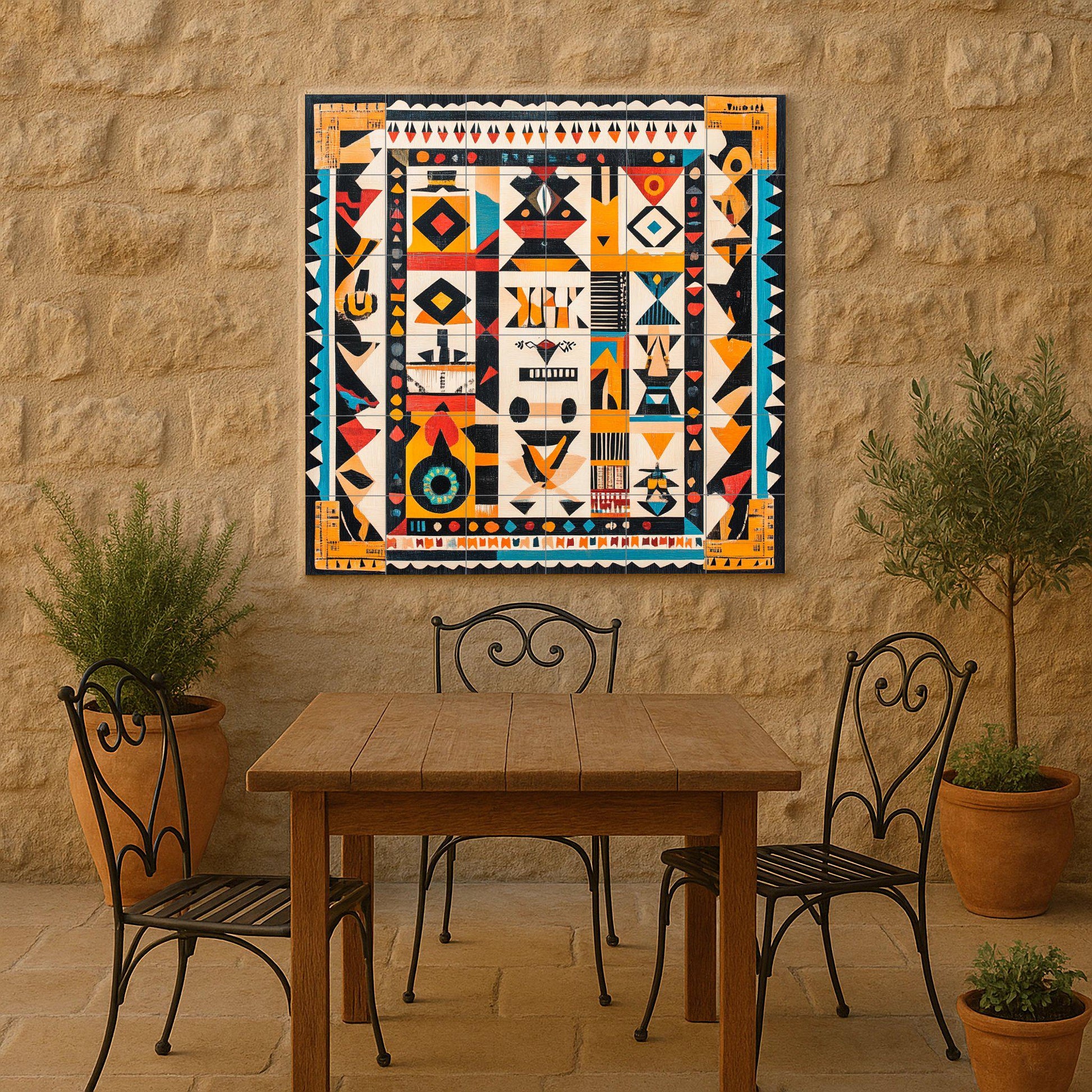 Ceramic Tile Mural: Indígena brasileño — Folk & Ornamental Art