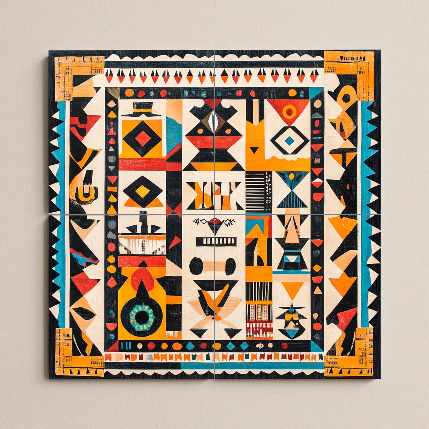 Ceramic Tile Mural: Indígena brasileño — Folk & Ornamental Art