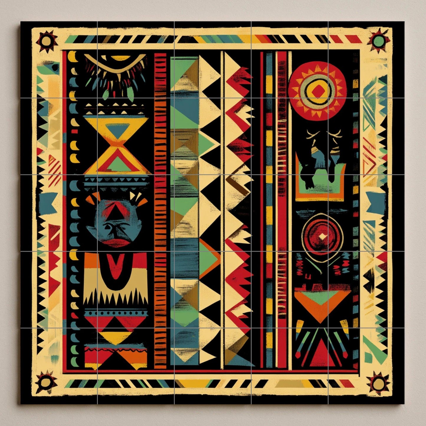 Indígena sudamericano — Fliesen-Wandbild aus Keramik · Volkskunst & Ornament