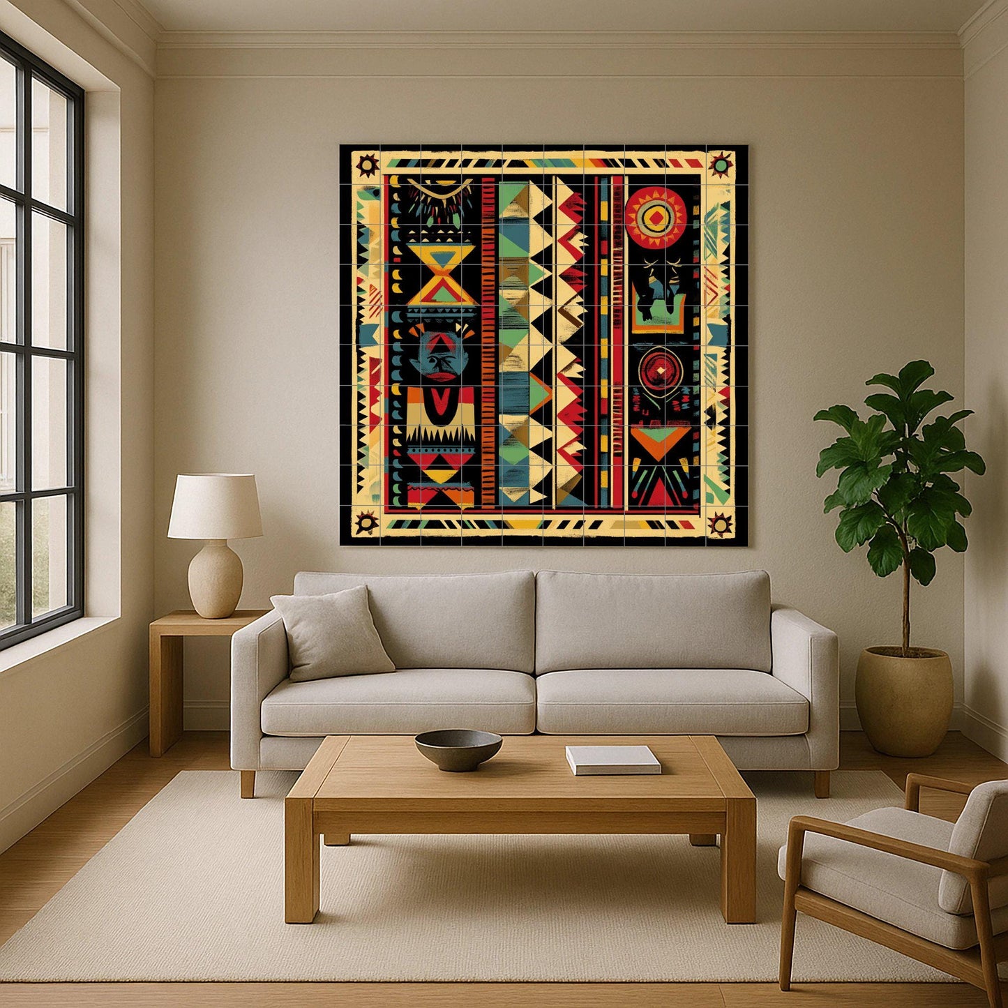 Indígena sudamericano — Fliesen-Wandbild aus Keramik · Volkskunst & Ornament