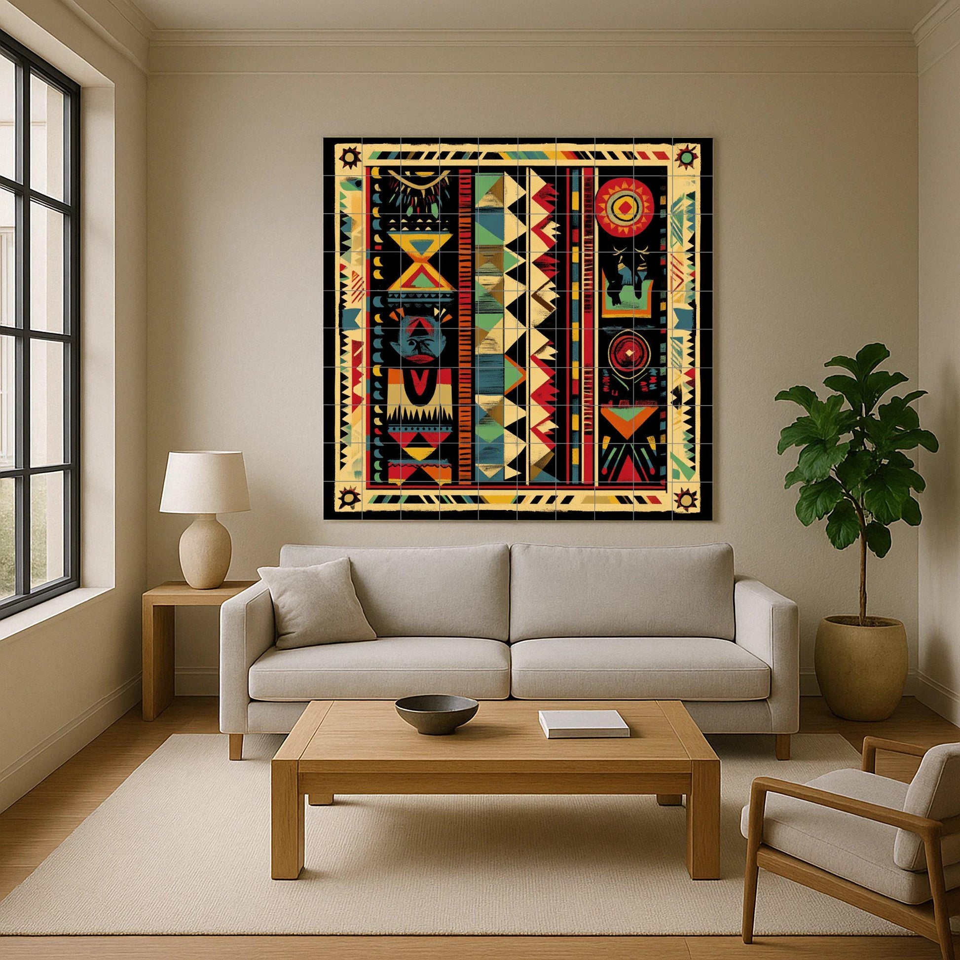 Indígena sudamericano — Fliesen-Wandbild aus Keramik · Volkskunst & Ornament