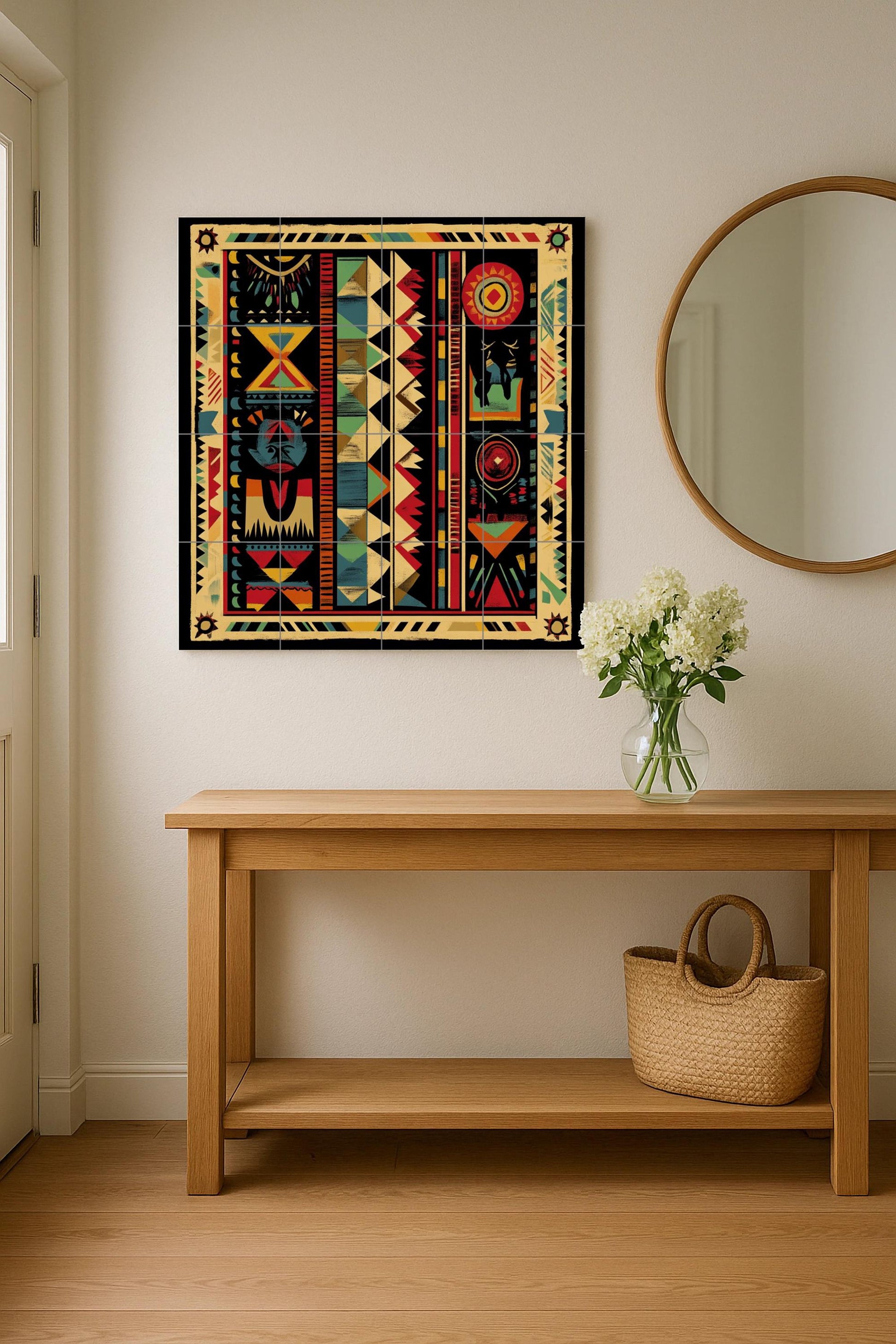 Indígena sudamericano — Fliesen-Wandbild aus Keramik · Volkskunst & Ornament