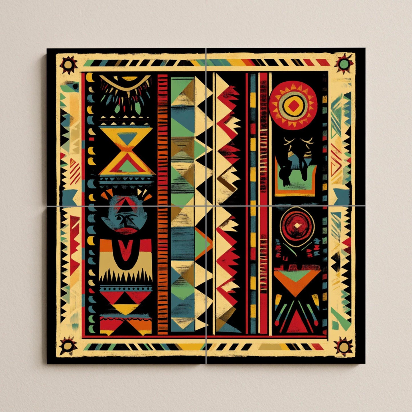 Indígena sudamericano — Fliesen-Wandbild aus Keramik · Volkskunst & Ornament