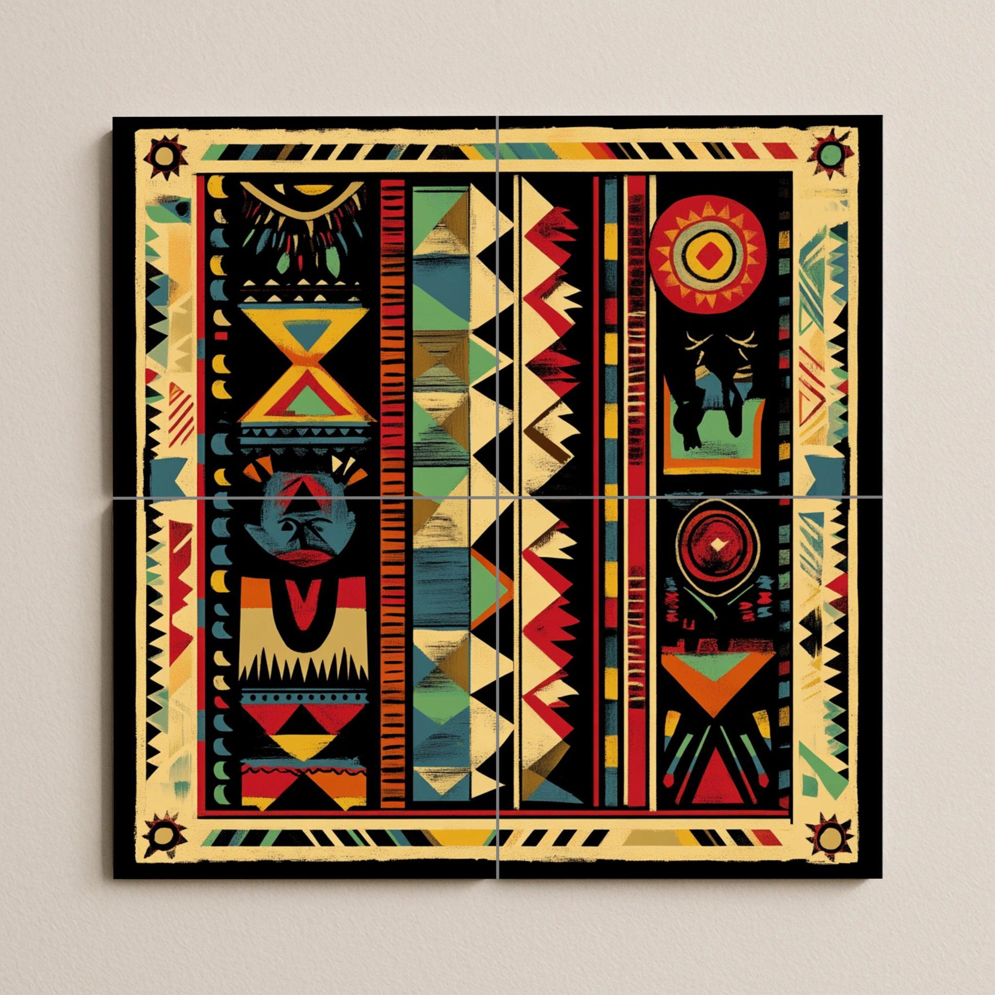 Indígena sudamericano — Fliesen-Wandbild aus Keramik · Volkskunst & Ornament