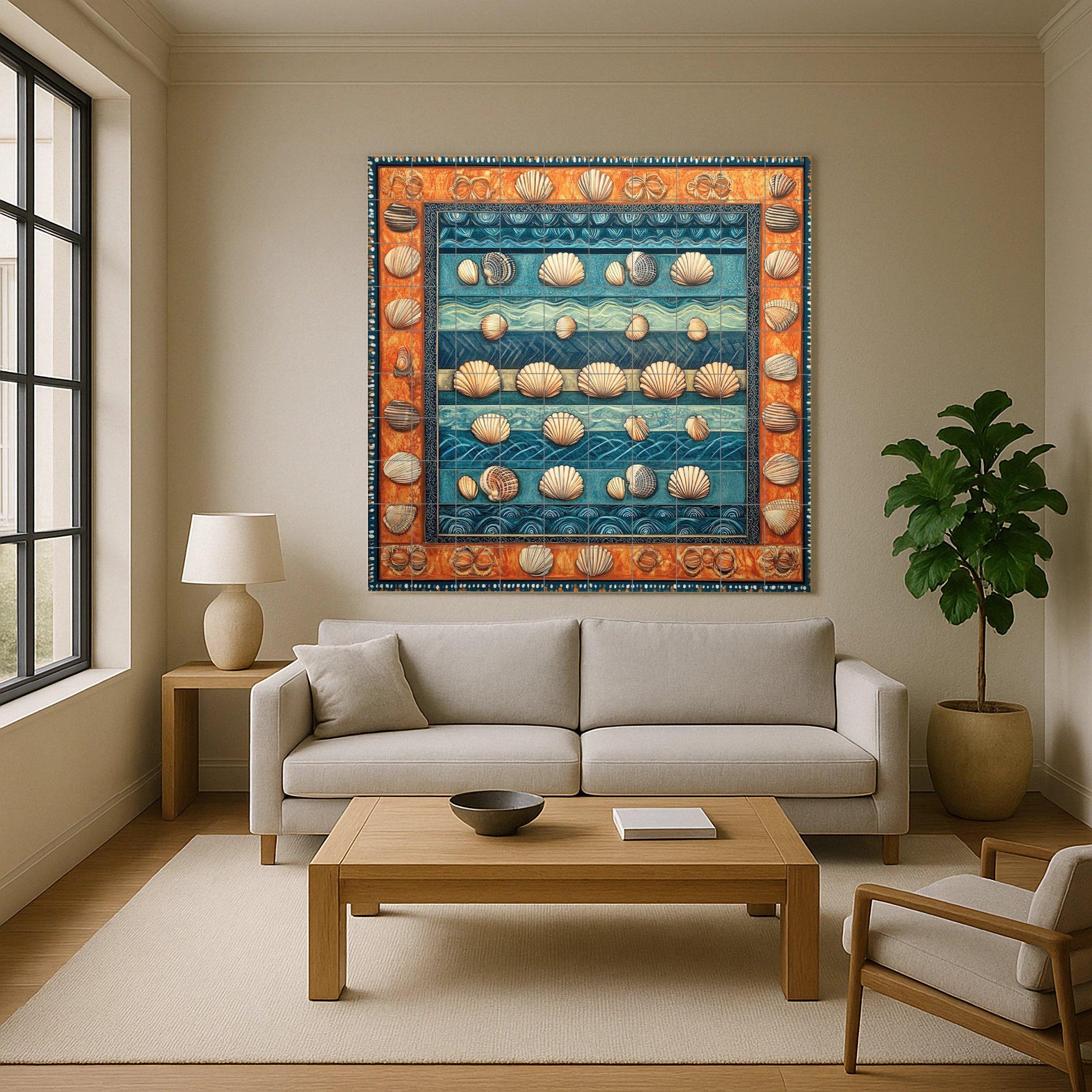 Conchas marinas — Küstenszene, Wandkunst aus Keramikfliesen