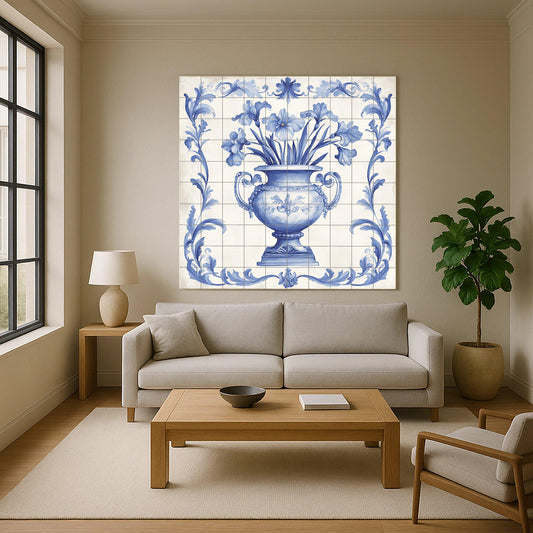 Cerámica Delft Blue — Botanical Landscape · Tile Wall Art