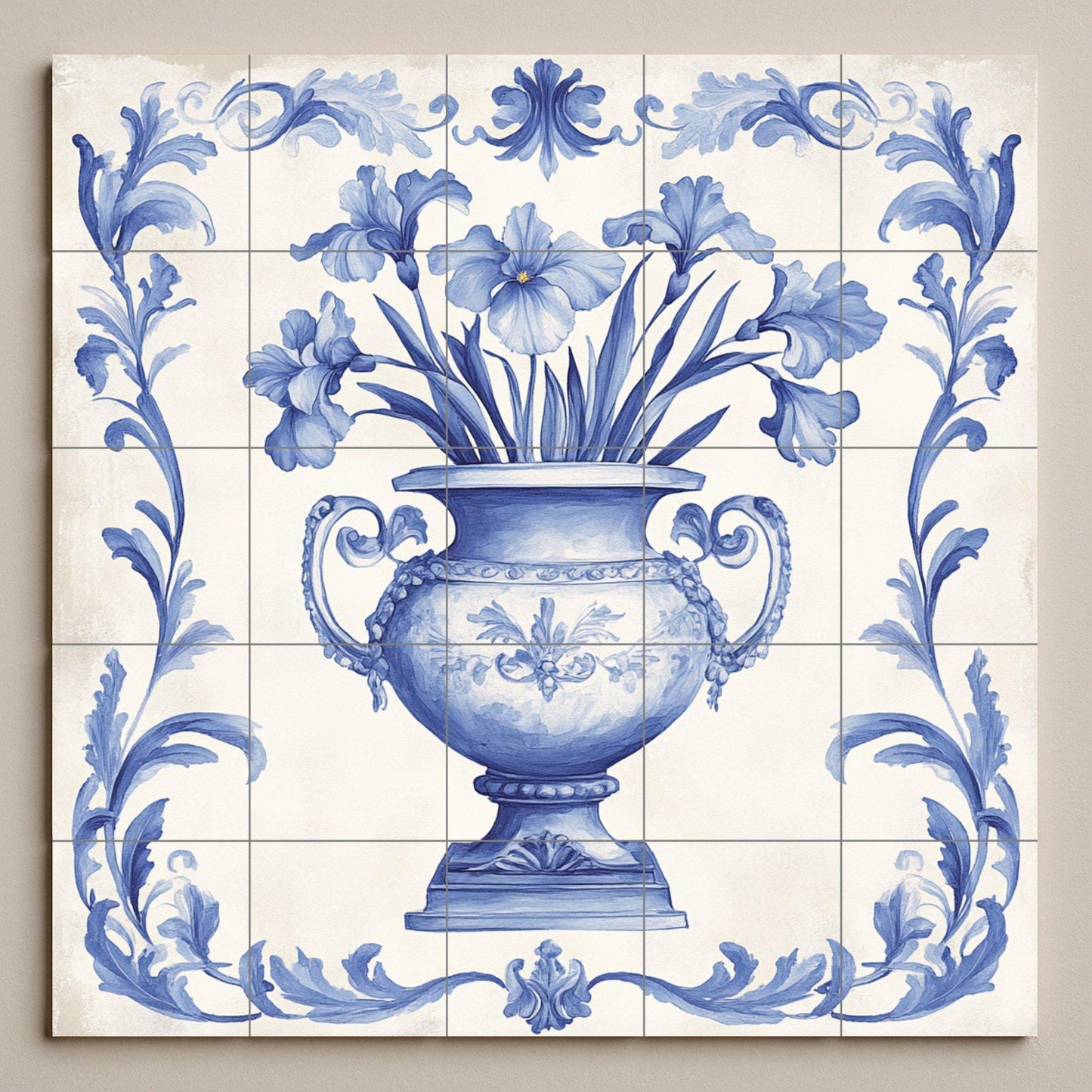 Mural de cerámica azul de Delft