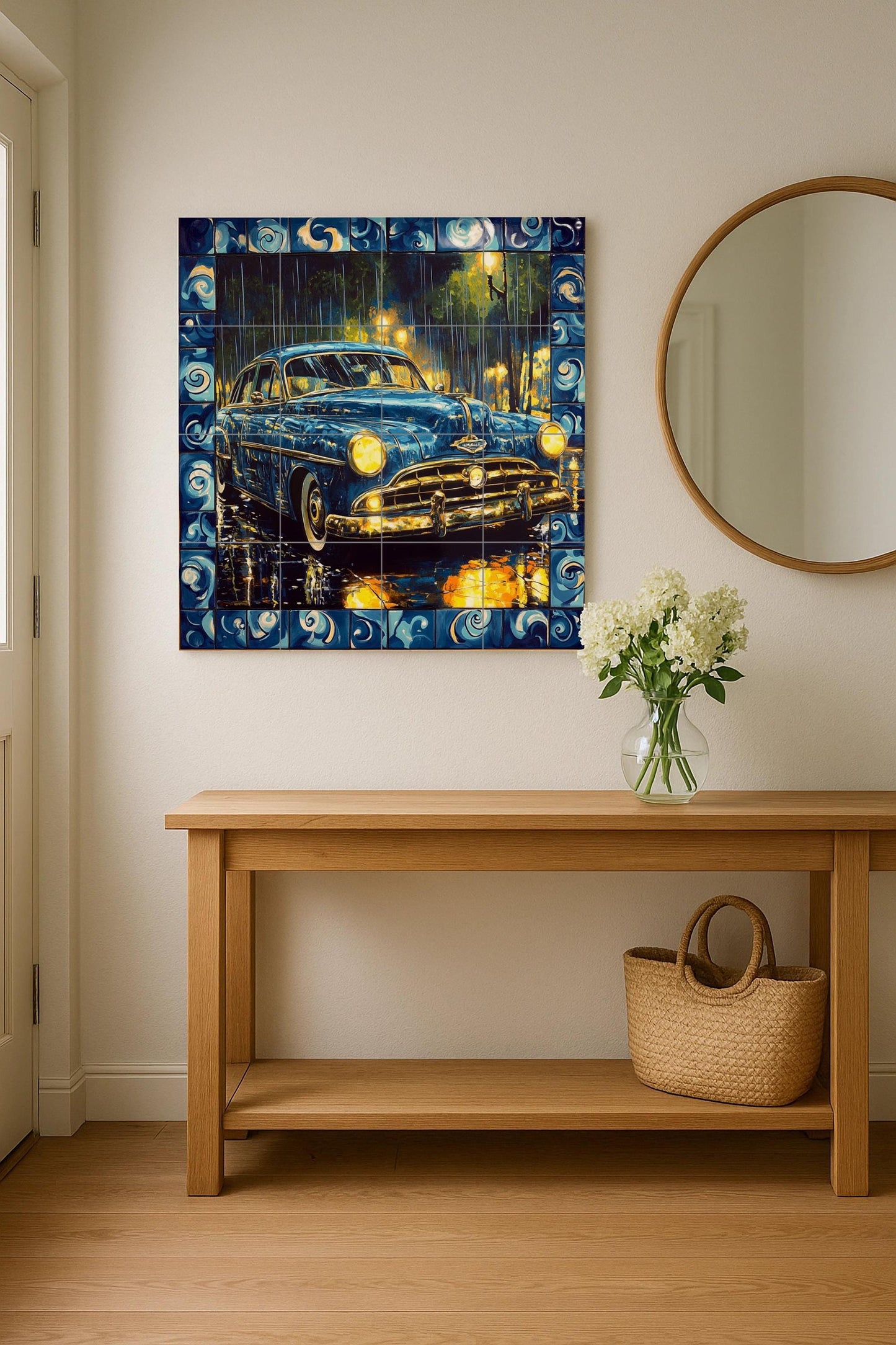 Fresque en Carrelage Coche Classique — Fresque à Motifs Décoratifs