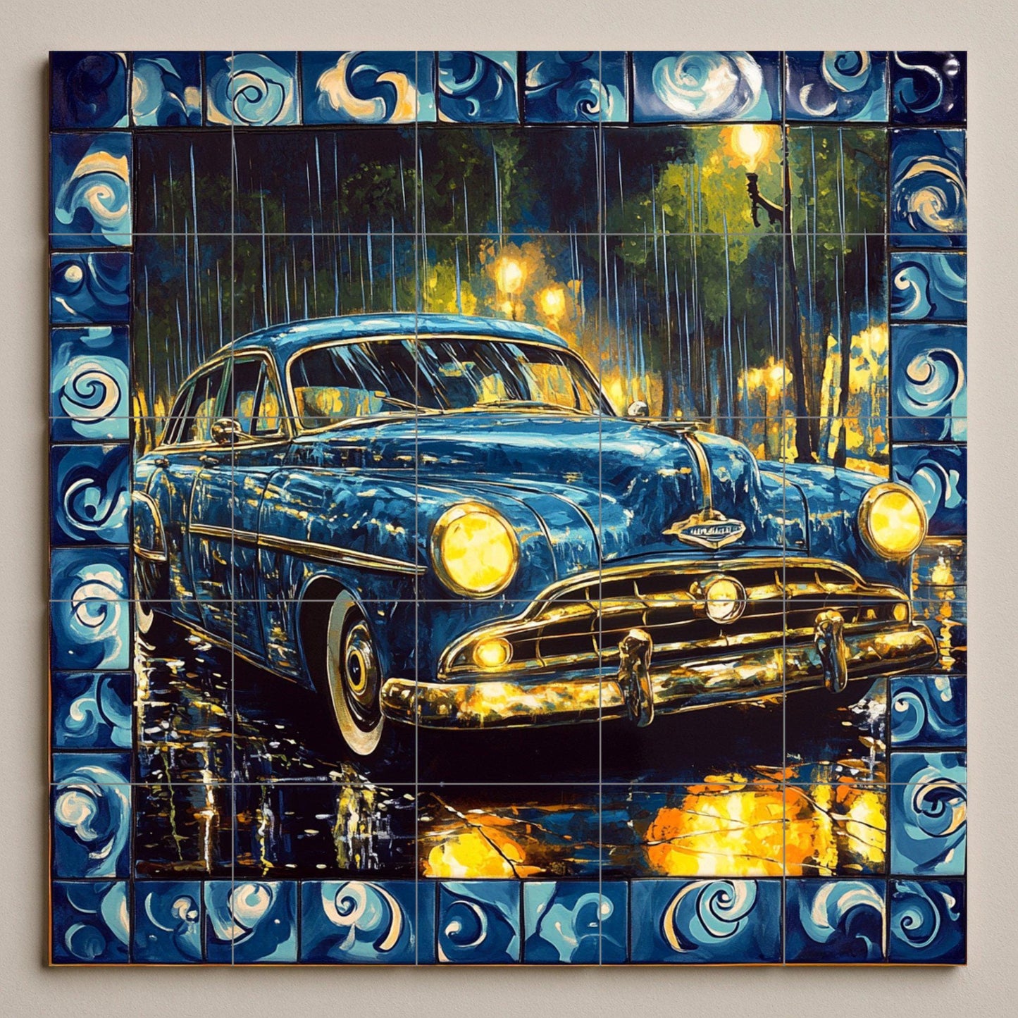Fresque en Carrelage Coche Classique — Fresque à Motifs Décoratifs