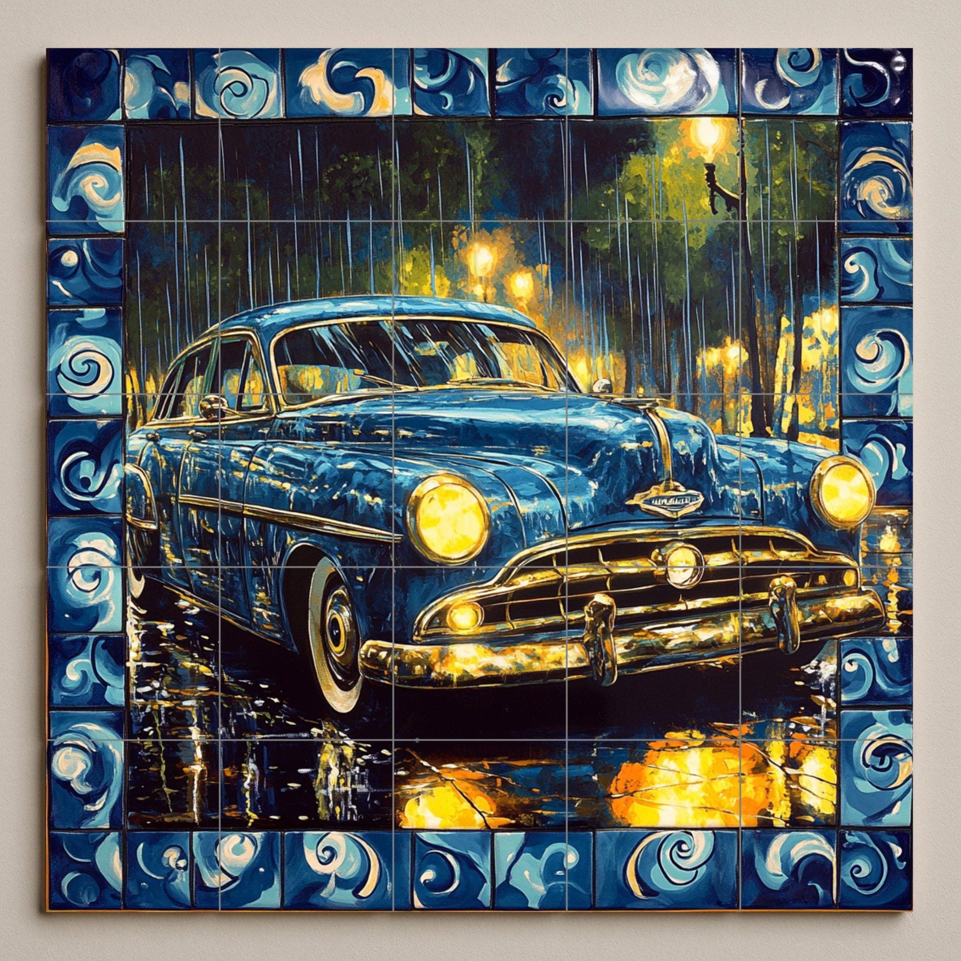 Fresque en Carrelage Coche Classique — Fresque à Motifs Décoratifs