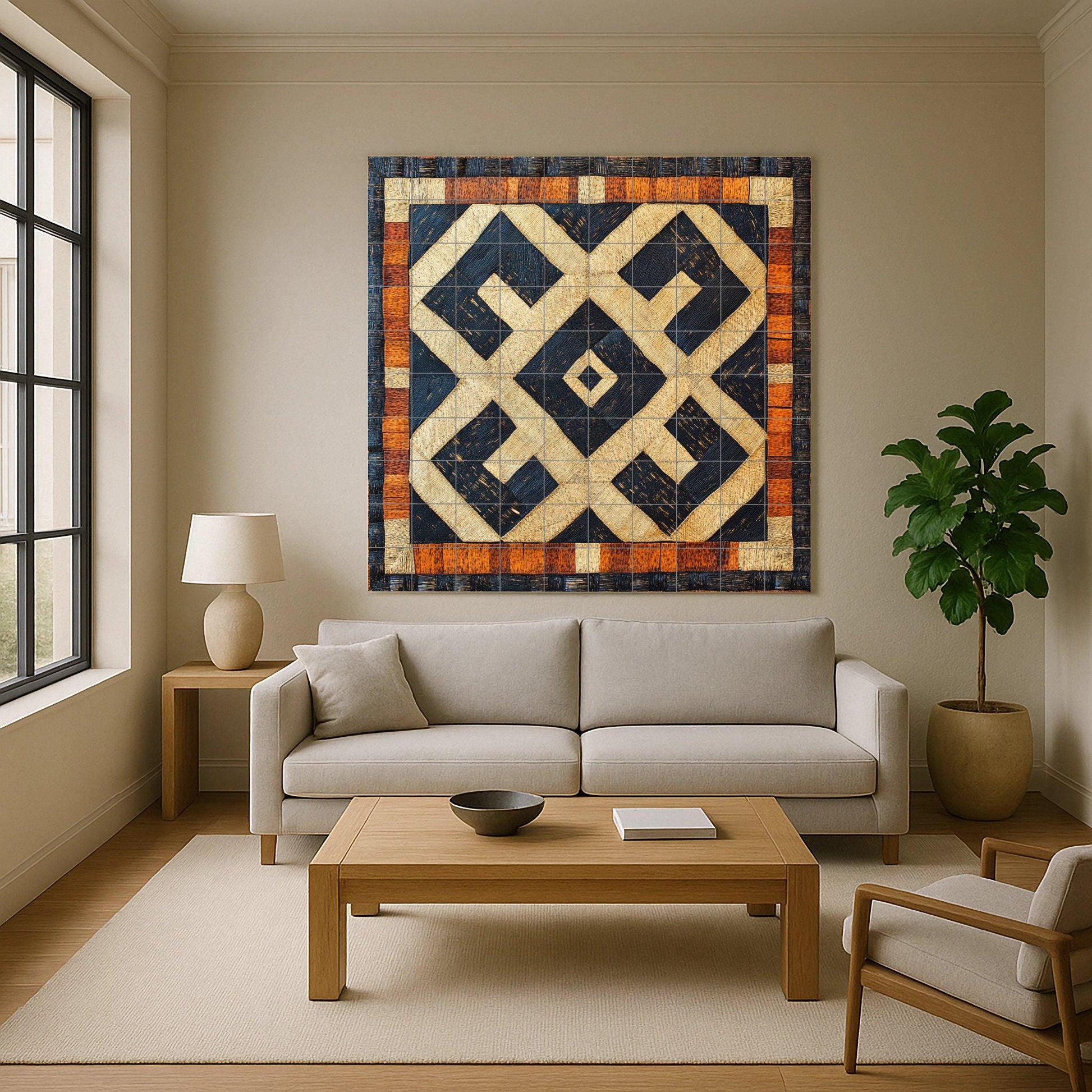 Kuba congoleño · Fresque Céramique — Fresque à Motifs Décoratifs