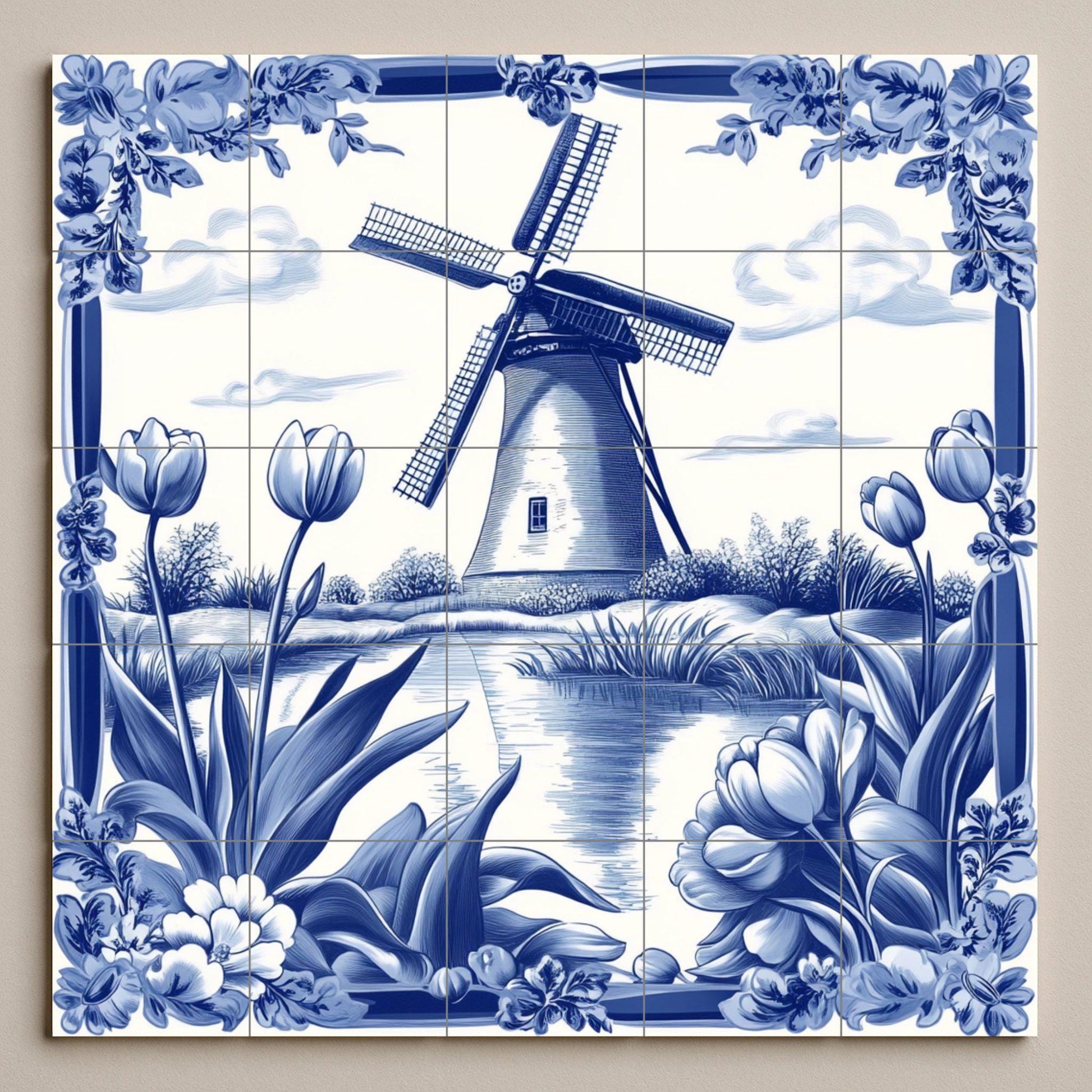 Ceramic Tile Mural: Cerámica Delft Blue Dutch — Garden & Scenery Décor